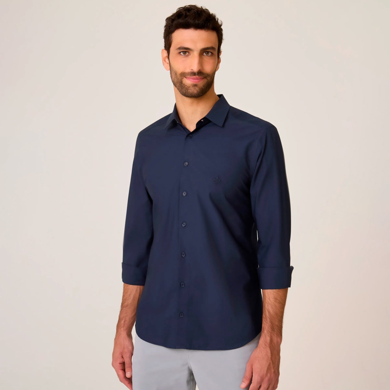 Camisa Dudalina Milano Tricoline Lisa In25 Marinho Masculino
