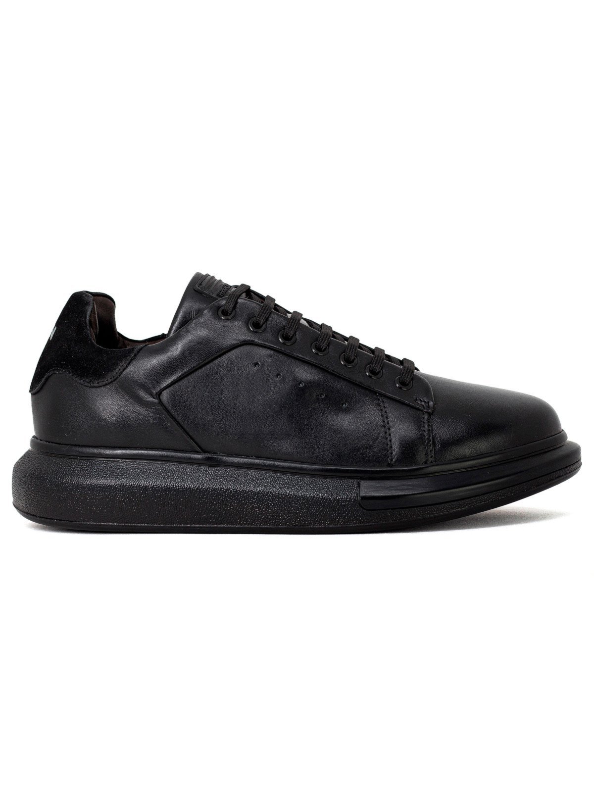 Tênis Masculino Ferracini Casual Impulse 24h Couro Cadarço Conforto Sneaker Preto All Black