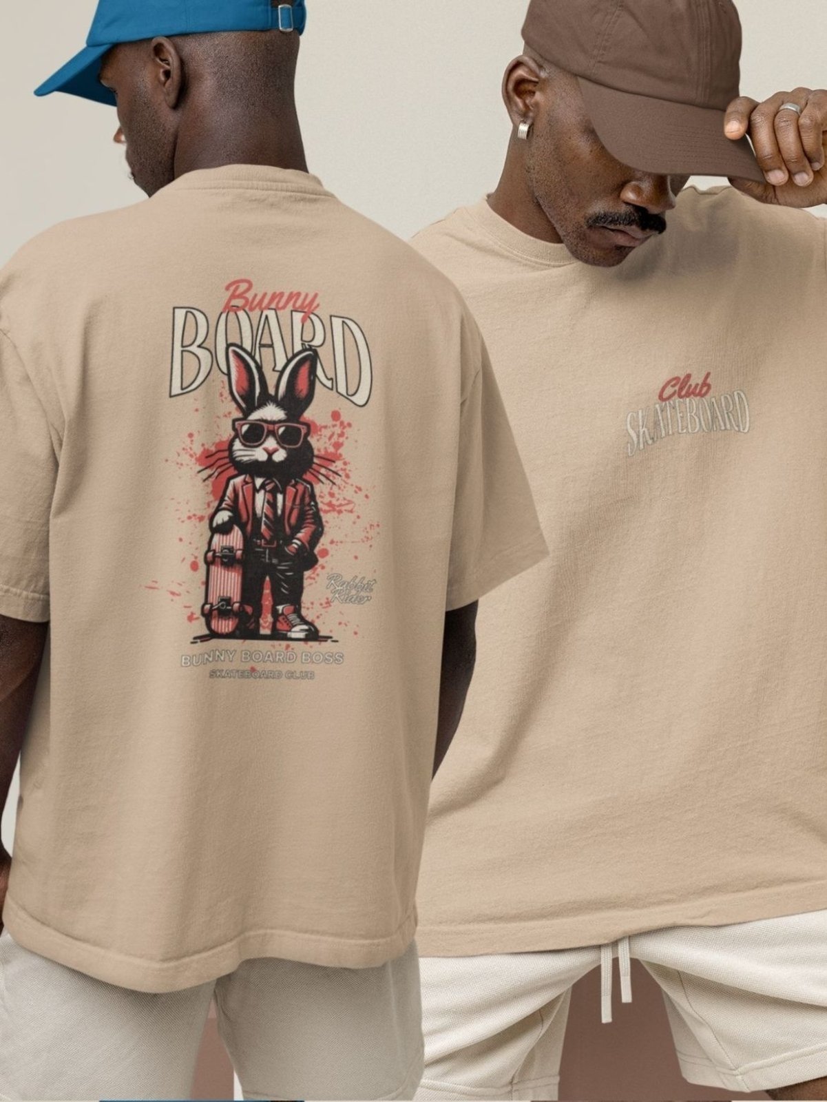 Camiseta Básica Masculina GuGi Bunny Skateboard Caqui