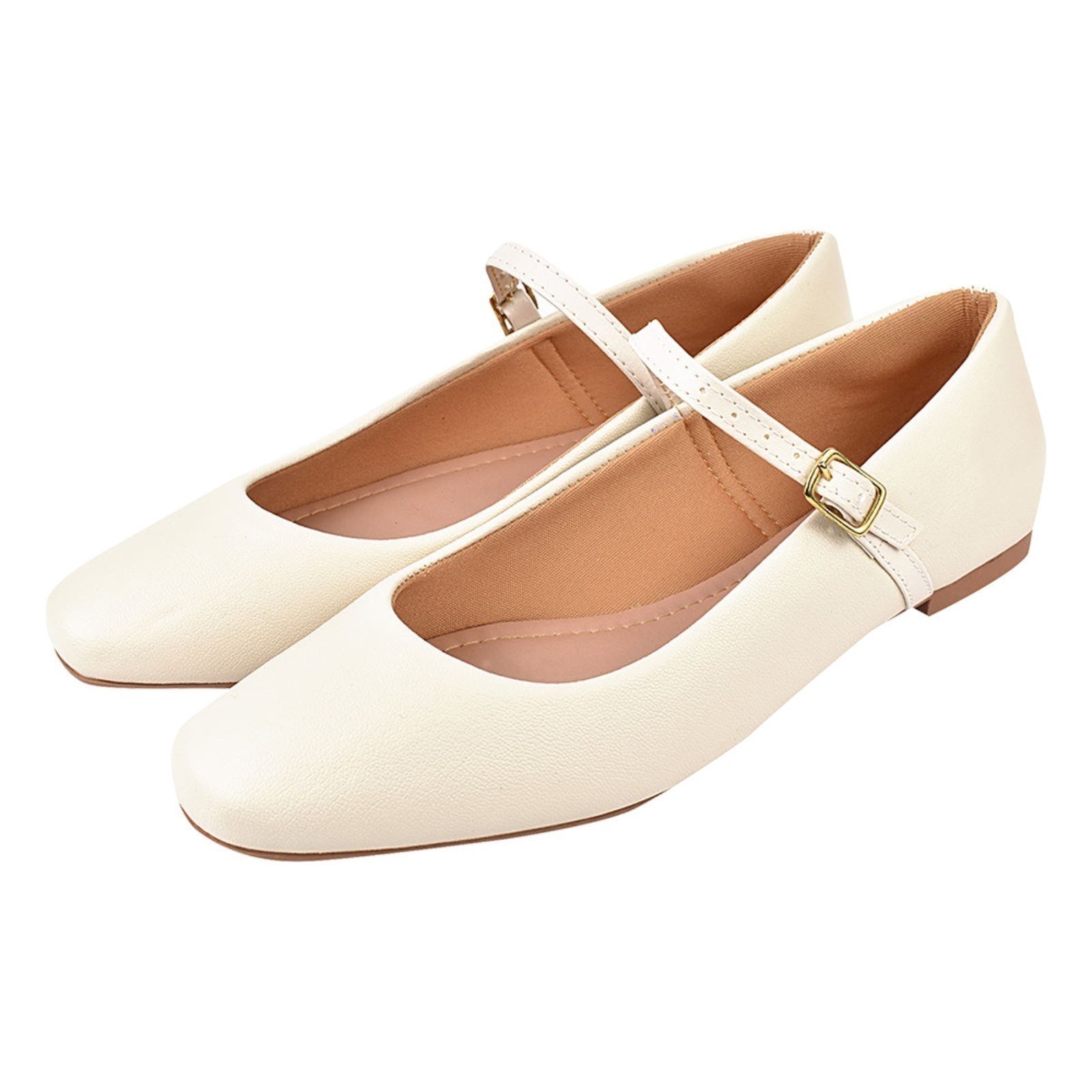 Sapatilha Feminina Boneca Bailarina CM Calçados Bico Quadrado Clássica Off White
