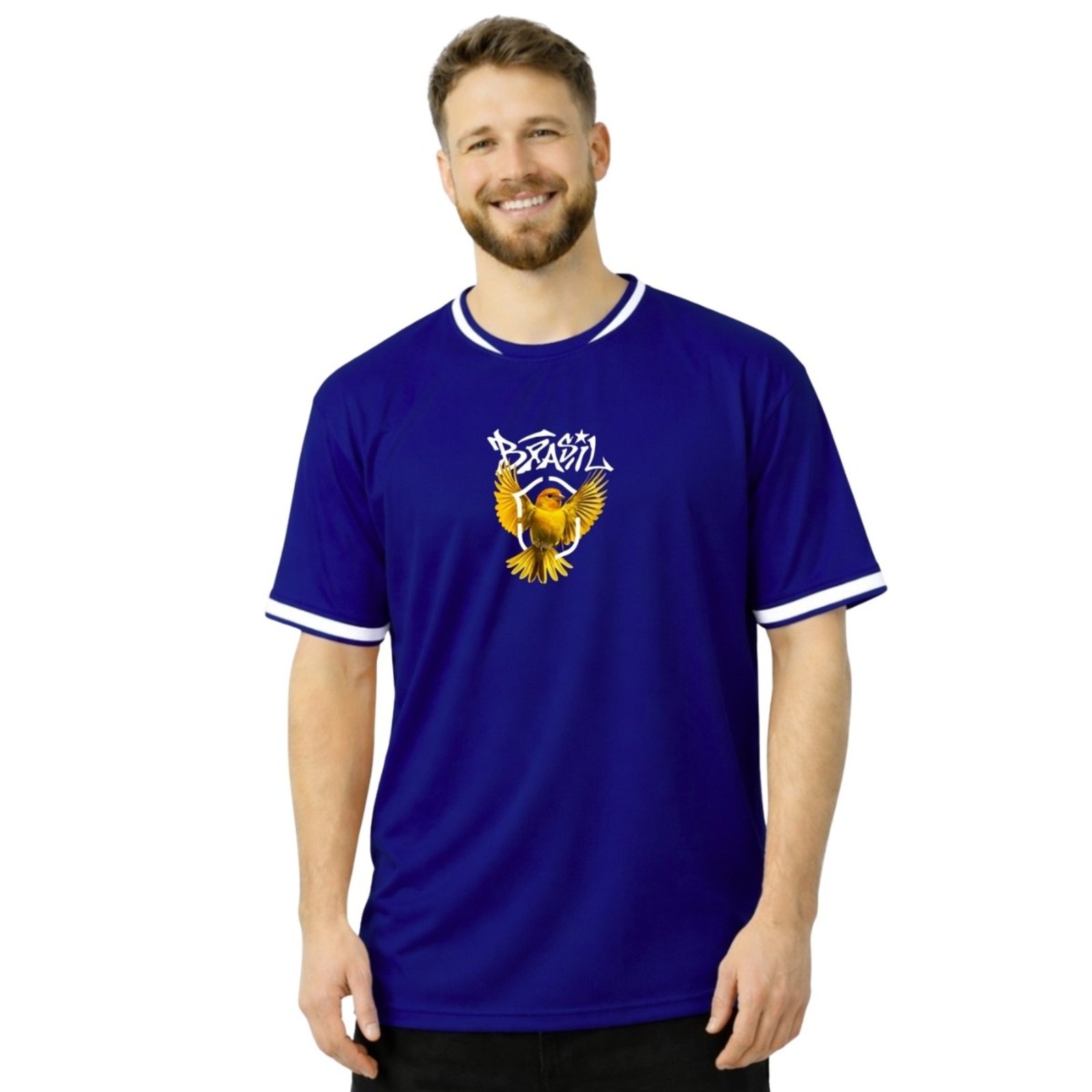 Camiseta Masculina Dry Fit Canario Azul Performance Gola Redonda para Treinos