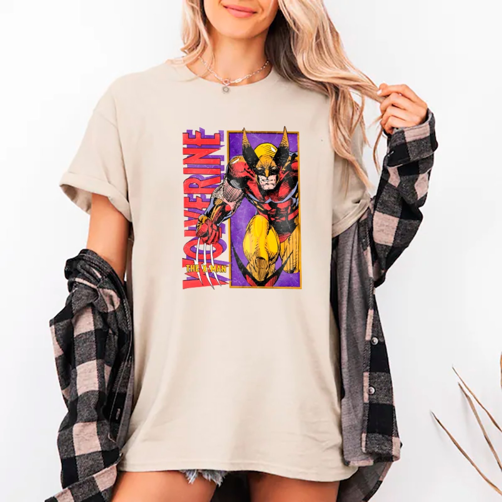 Camiseta Ousy Básica Wolverine Estampa Marvel X-Men HQ Gibi Cartoon Unissex Off White