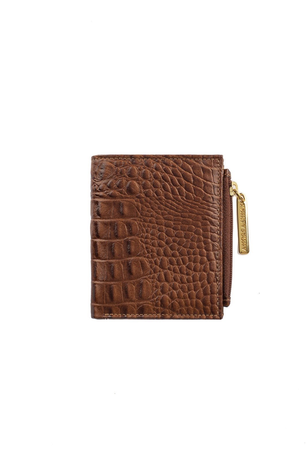 Carteira feminina de couro croco Lilian 11x9,5cm - Whisky