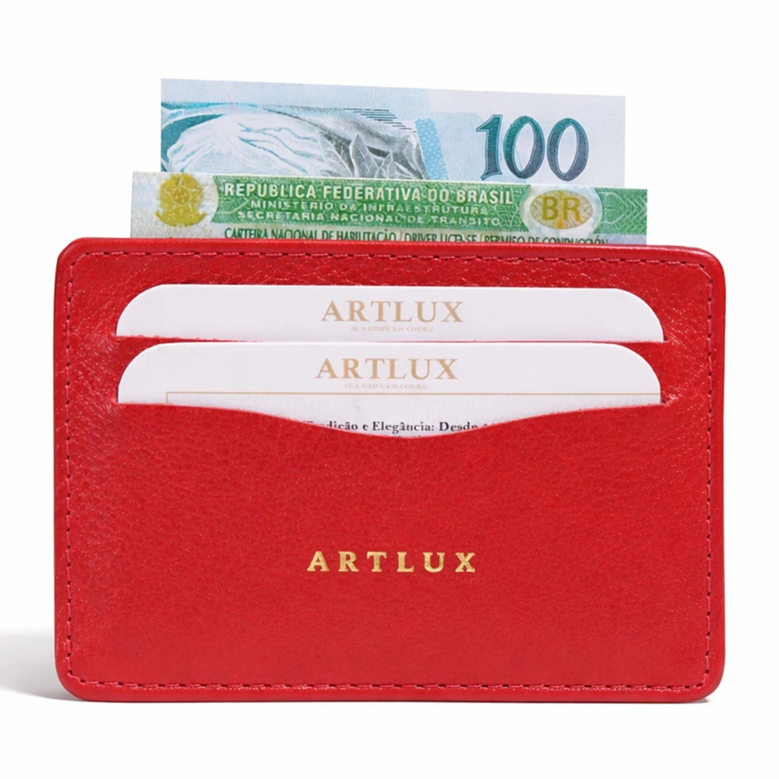 Porta Cartão e CNH em Couro Artlux 3062 Vermelho