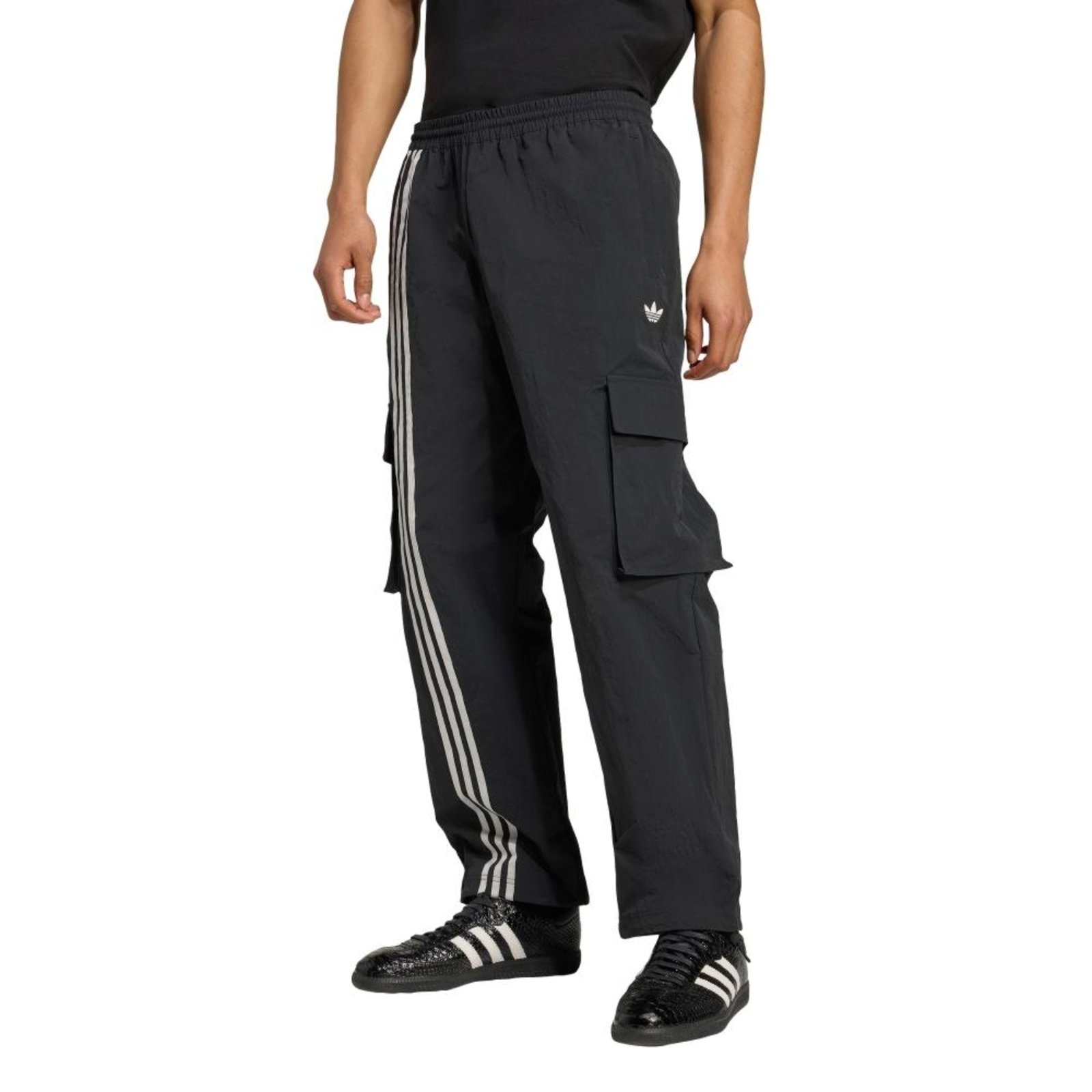 Calça Cargo de tecido com listras frontais adidas Originals Preto