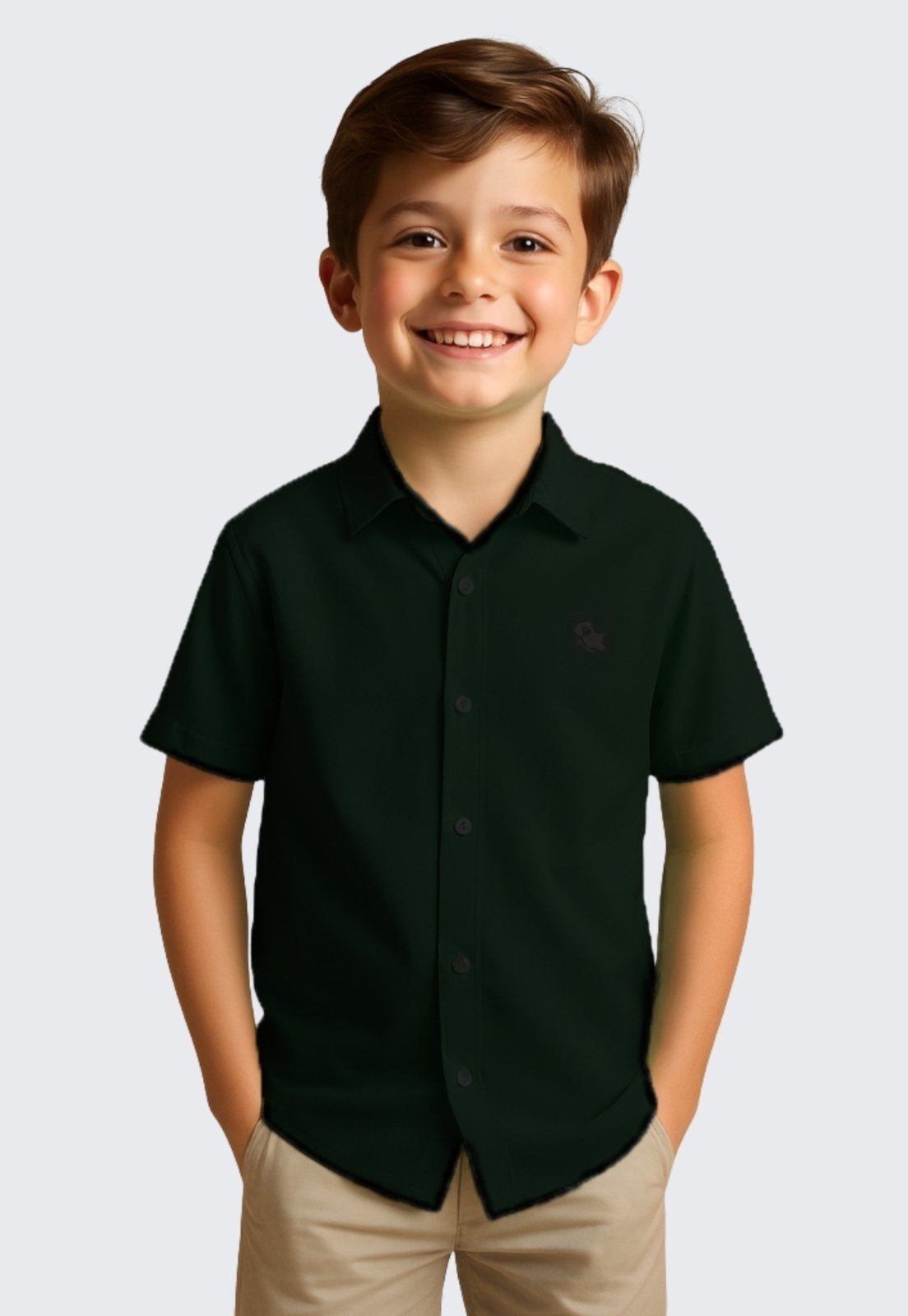 Infantil - Camisa Social Menino Manga Curta Daze Modas Preto