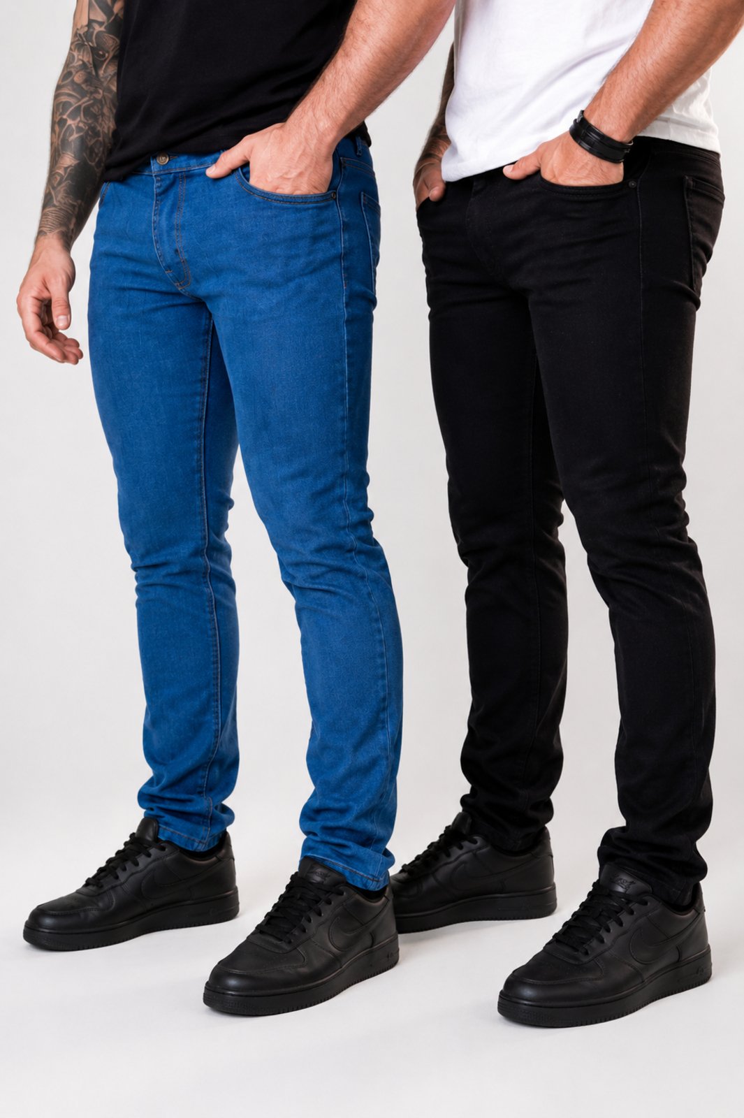 Kit 2 Calças Jeans Masculina Skinny Yellow Jeans Azul Escuro e Preto