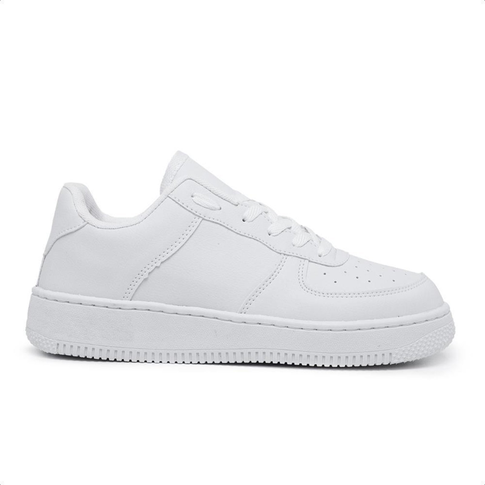 Tênis Feminino Sneakers Flatform Cadarço Dia a Dia Casual Branco 34 Branco