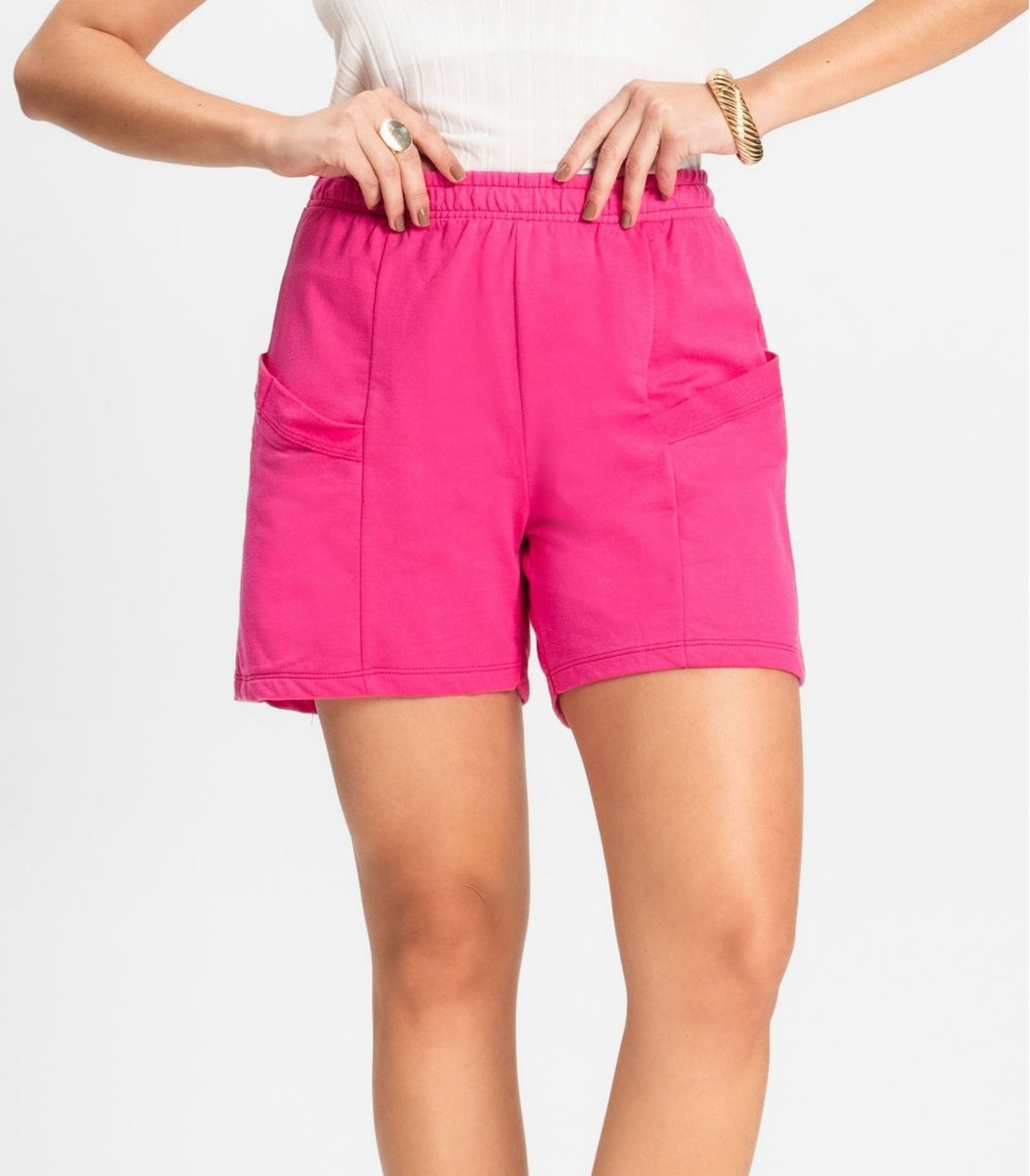 Vista 3 Shorts Feminino Moletinho Infinita Cor rosa INFINITA COR rosa