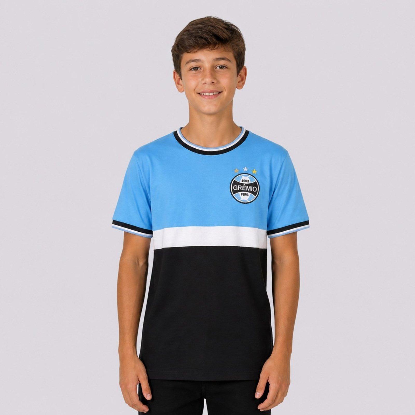 Camisa Grêmio Classic Juvenil Tricolor Azul