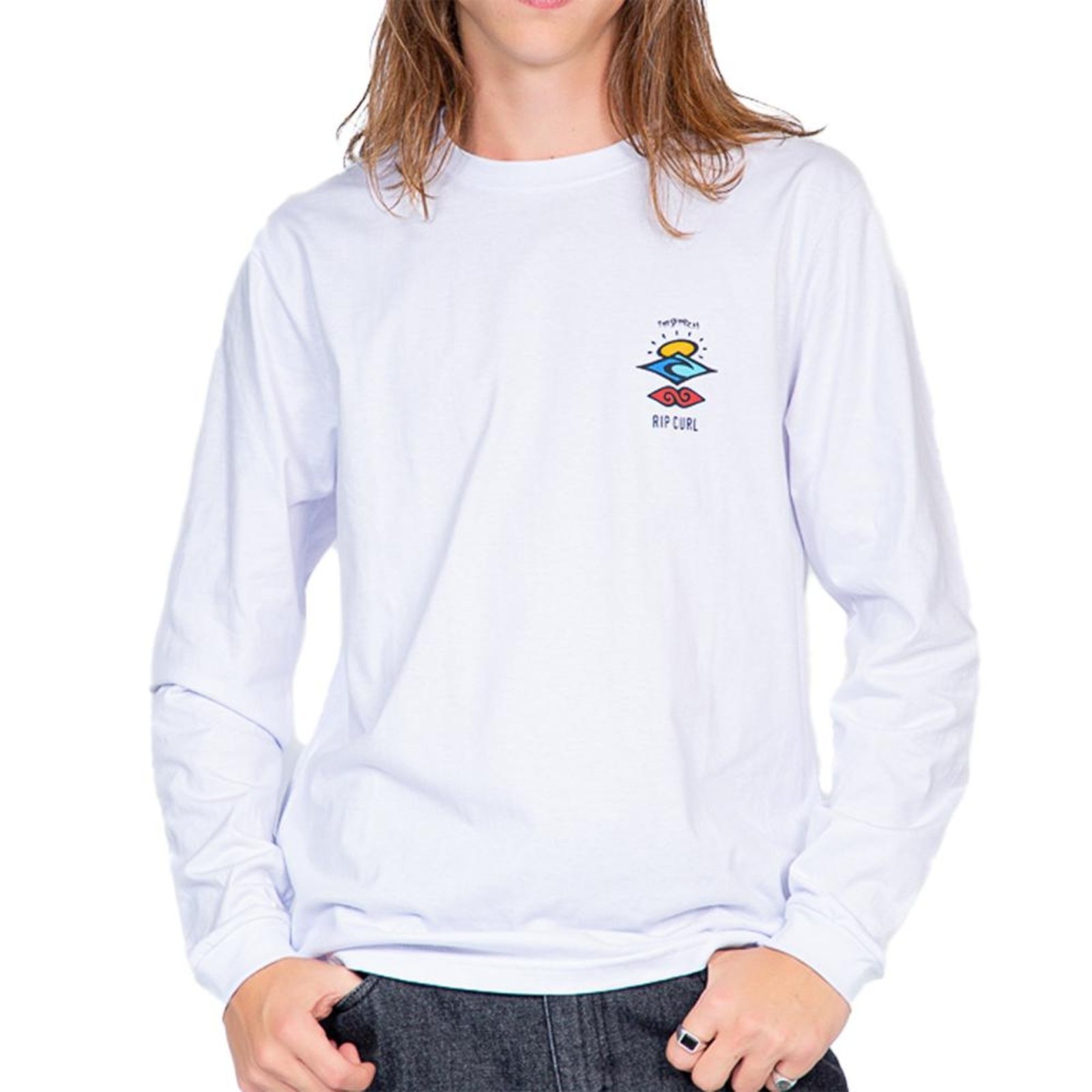 Camiseta Rip Curl Manga Longa Search Icon WT25 White