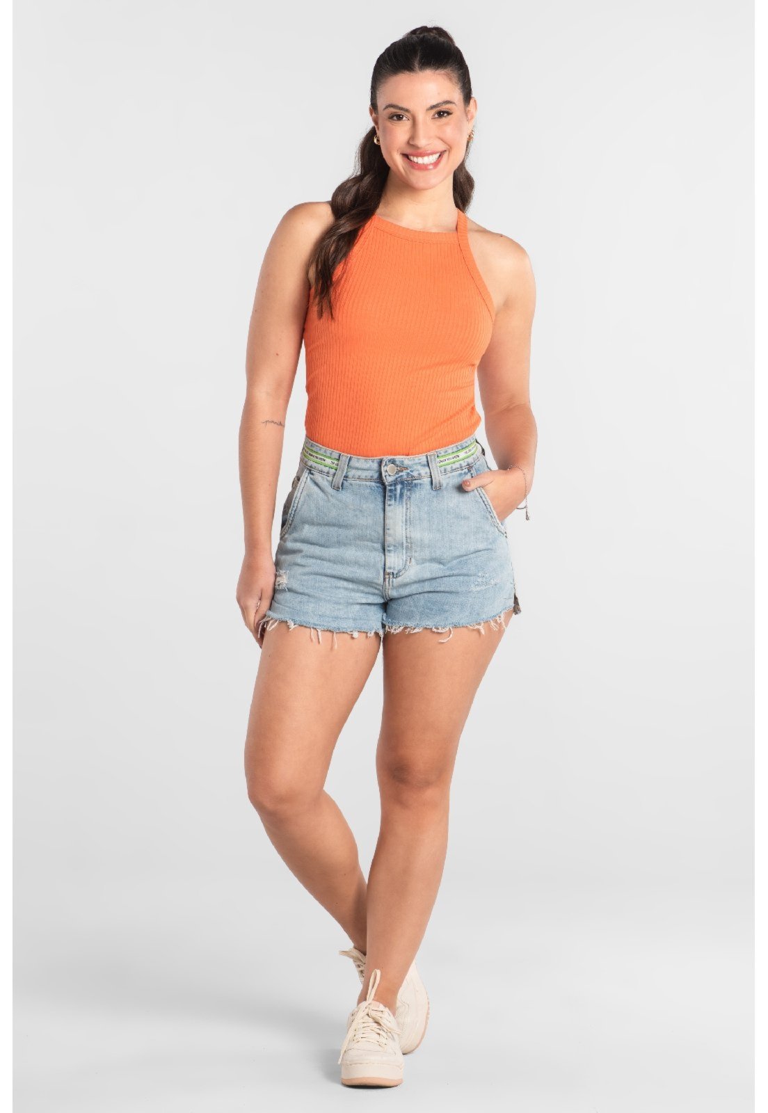 Regata Adulto Ribana Canelada Just Basic Laranja