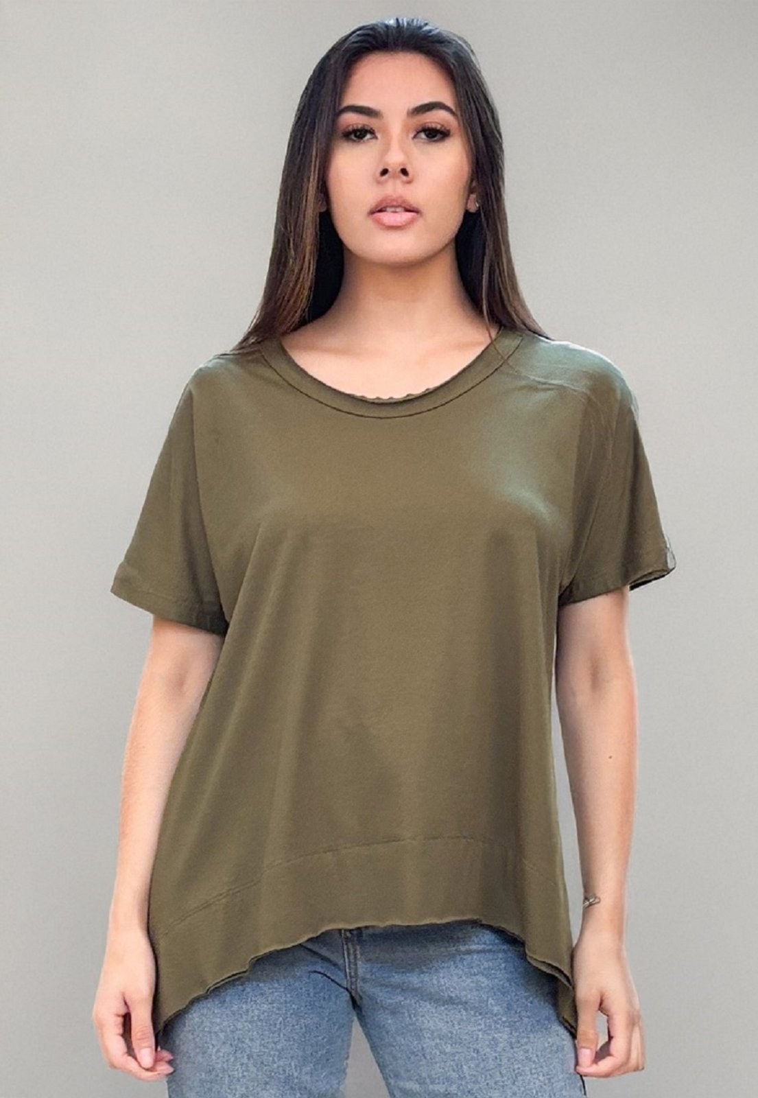 T-Shirt Ampla Malha Manga Curta Verde