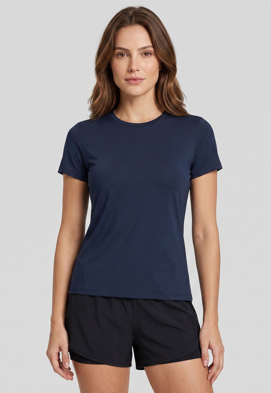 Camiseta Feminina HERING SPORTS Decote Redondo Azul-marinho