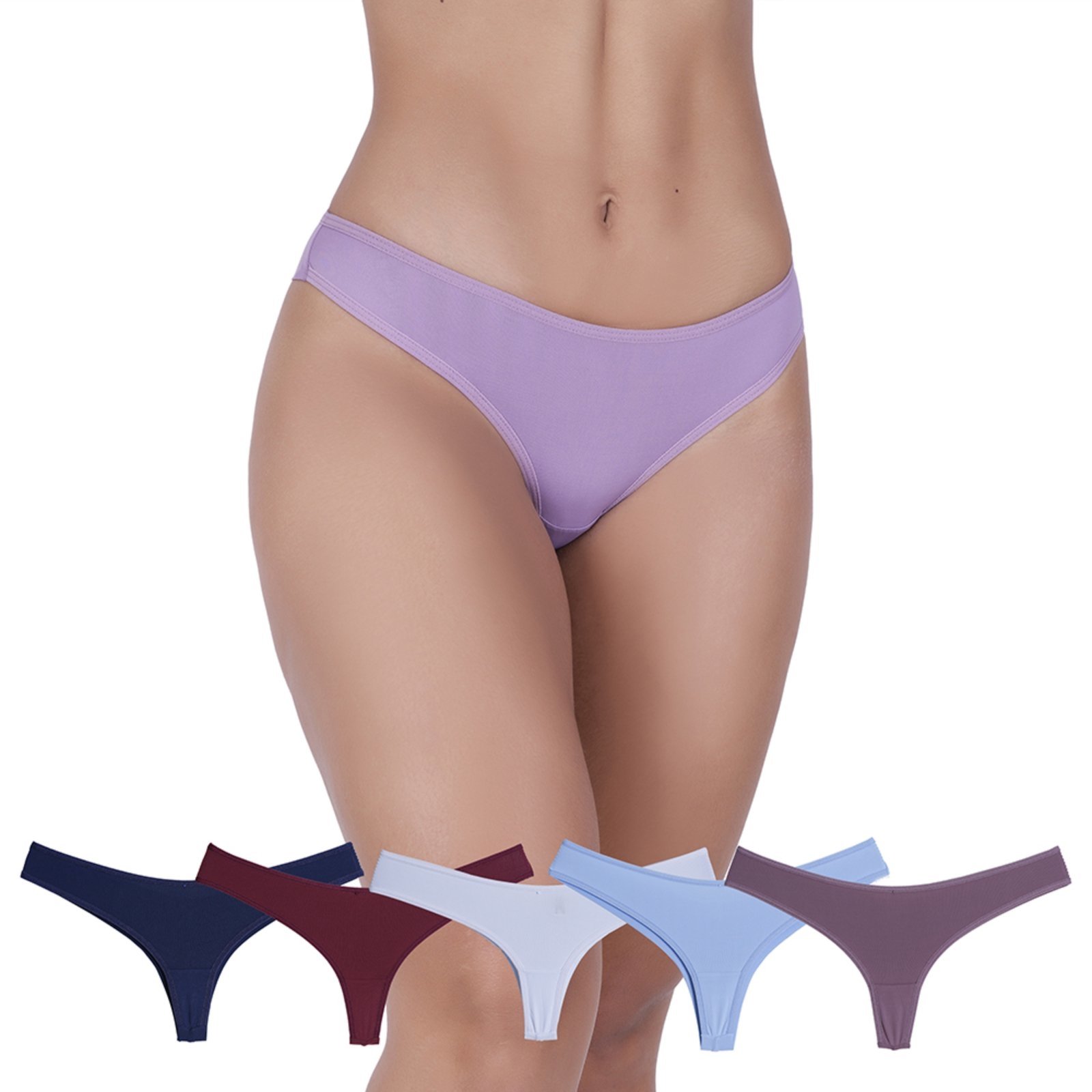 Vista 2 Kit 5 Calcinhas Fio Duplo Microfibra Concept Lingerie multicolorido Concept Lingerie multicolorido