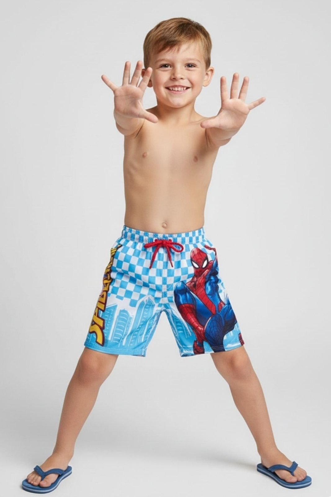Vista 2 Infantil - Bermuda Disney Masculino Tactel Praia Homem Aranha Marvel azul Marvel azul