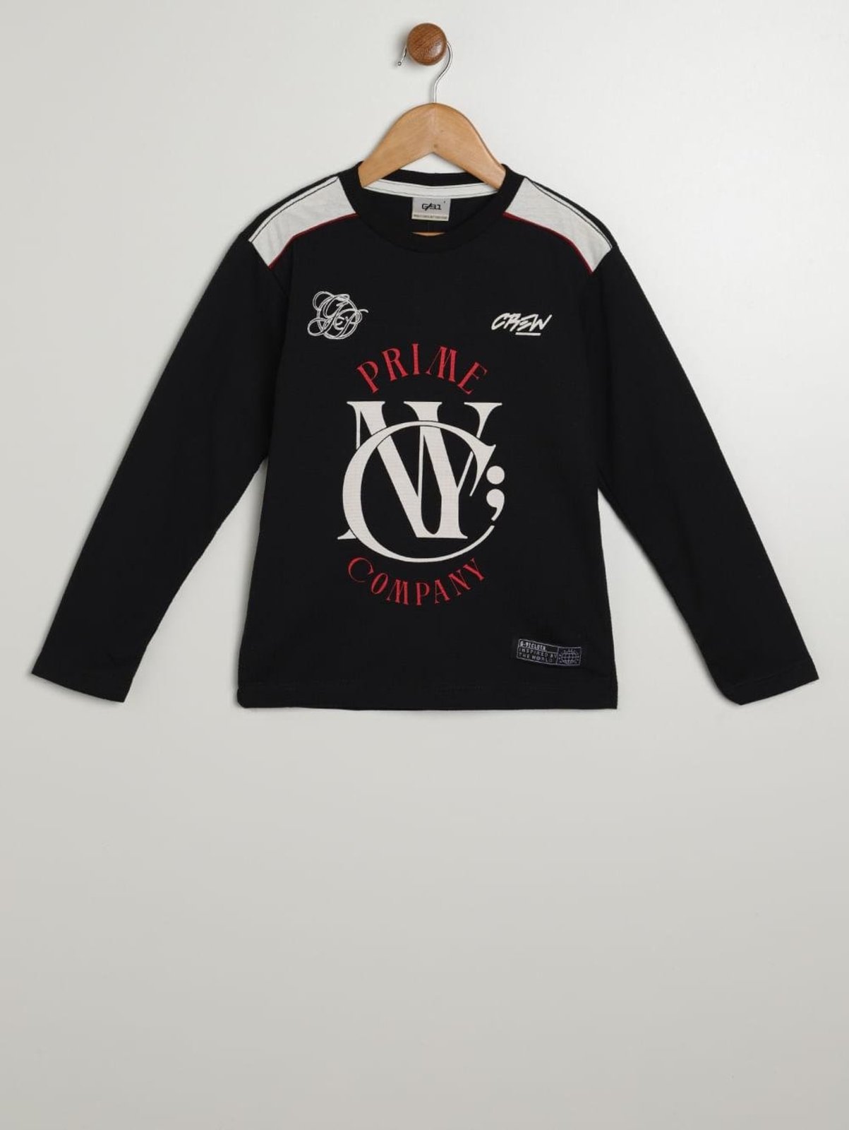 Infantil - Camiseta Manga Longa Juvenil Para Menino - PRETO