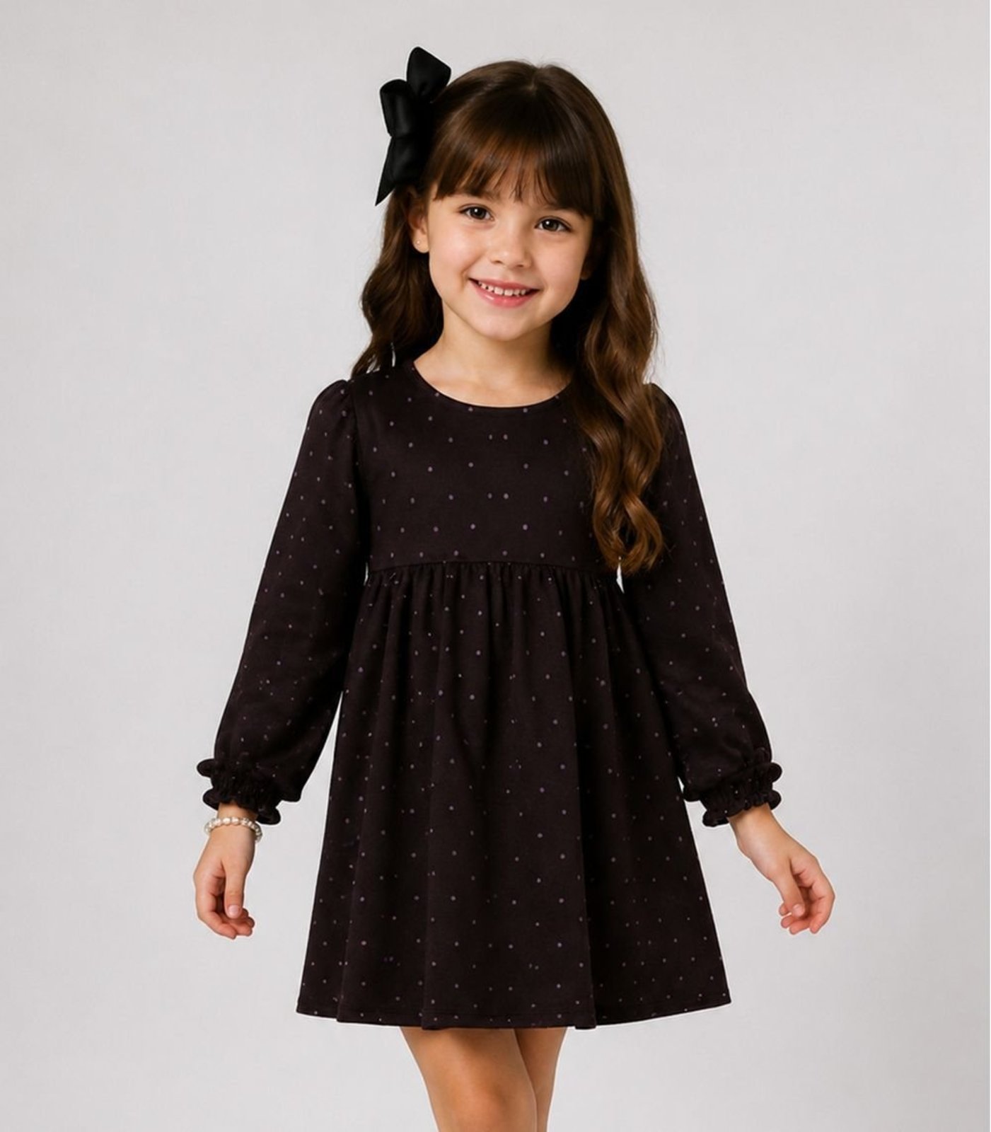 Infantil - Vestido Moletinho Manga Longa Select Marrom