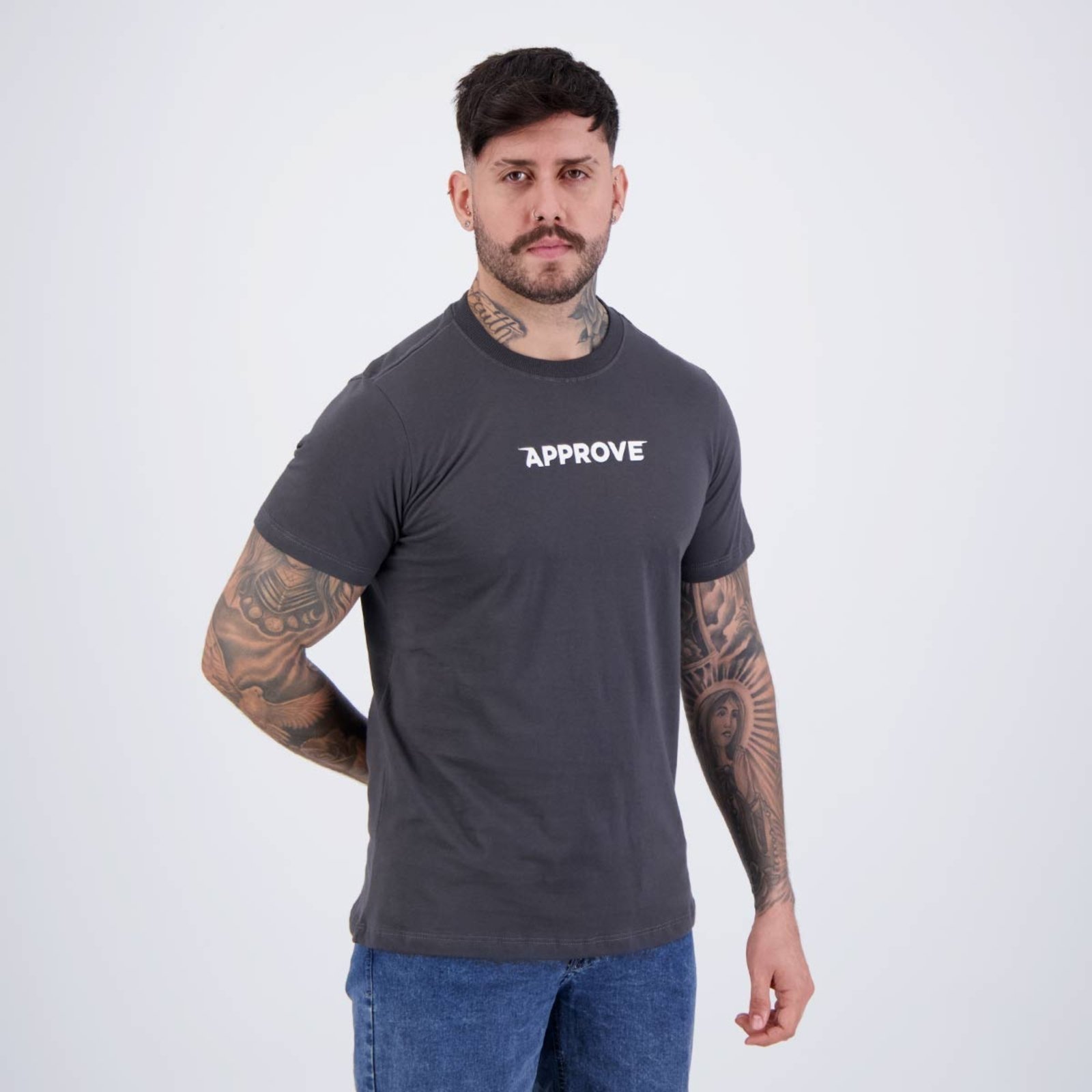 Vista 3 Camiseta Approve Bold Advance cinza Approve cinza