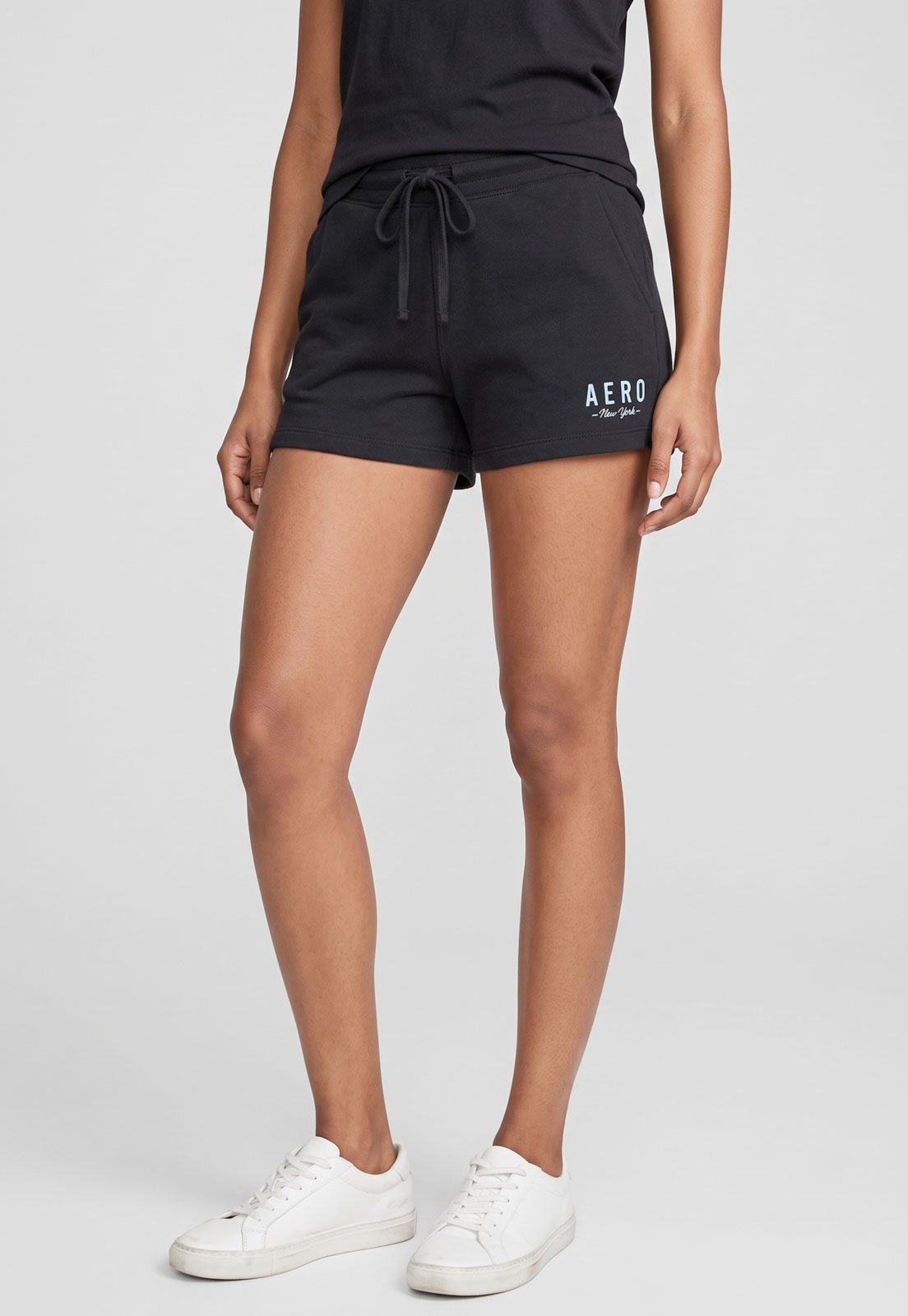 Short Feminino Aeropostale Logo Cintura Média Preto