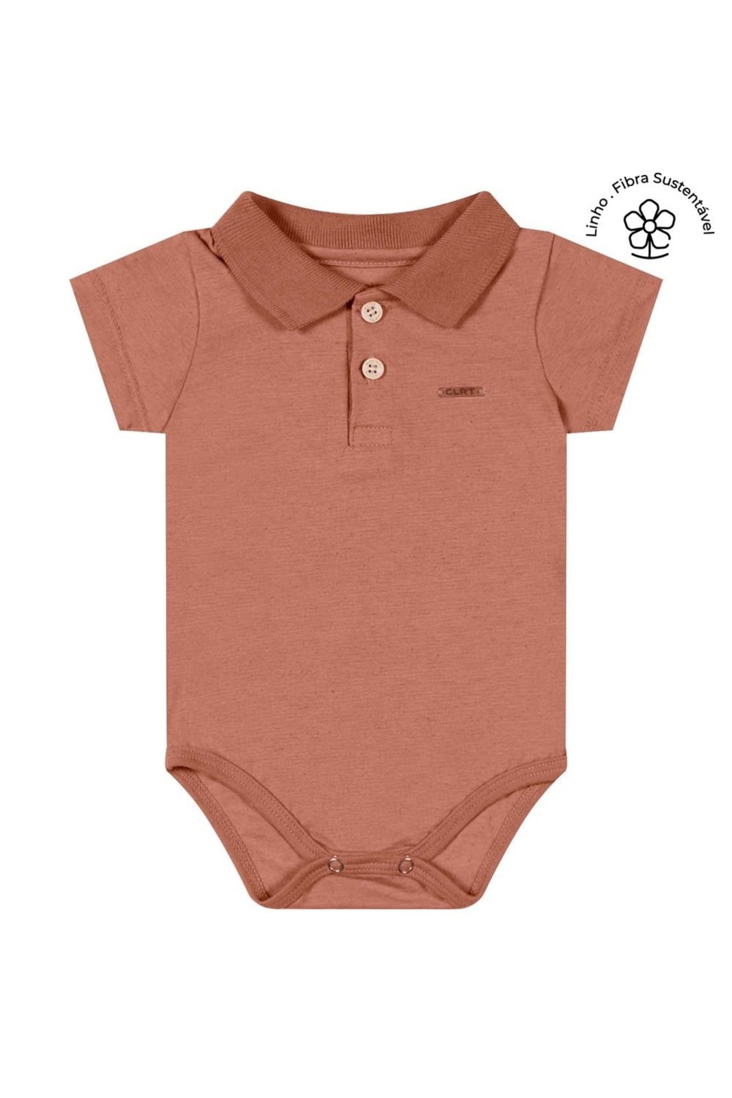 Infantil - Body Polo Menino Malha Linho Colorittá Marrom