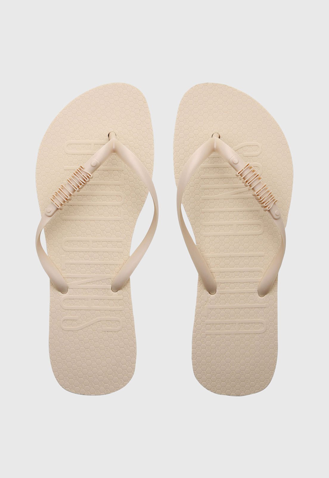 Chinelo Feminino Santa Lolla Tira Logo Bege
