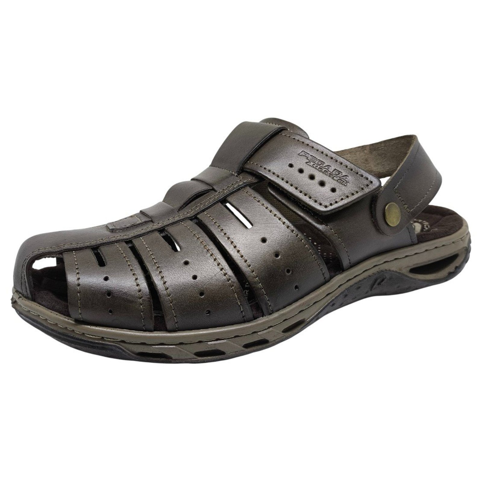 Sandália Masculina Conforto Macio Resistente Couro Pegada