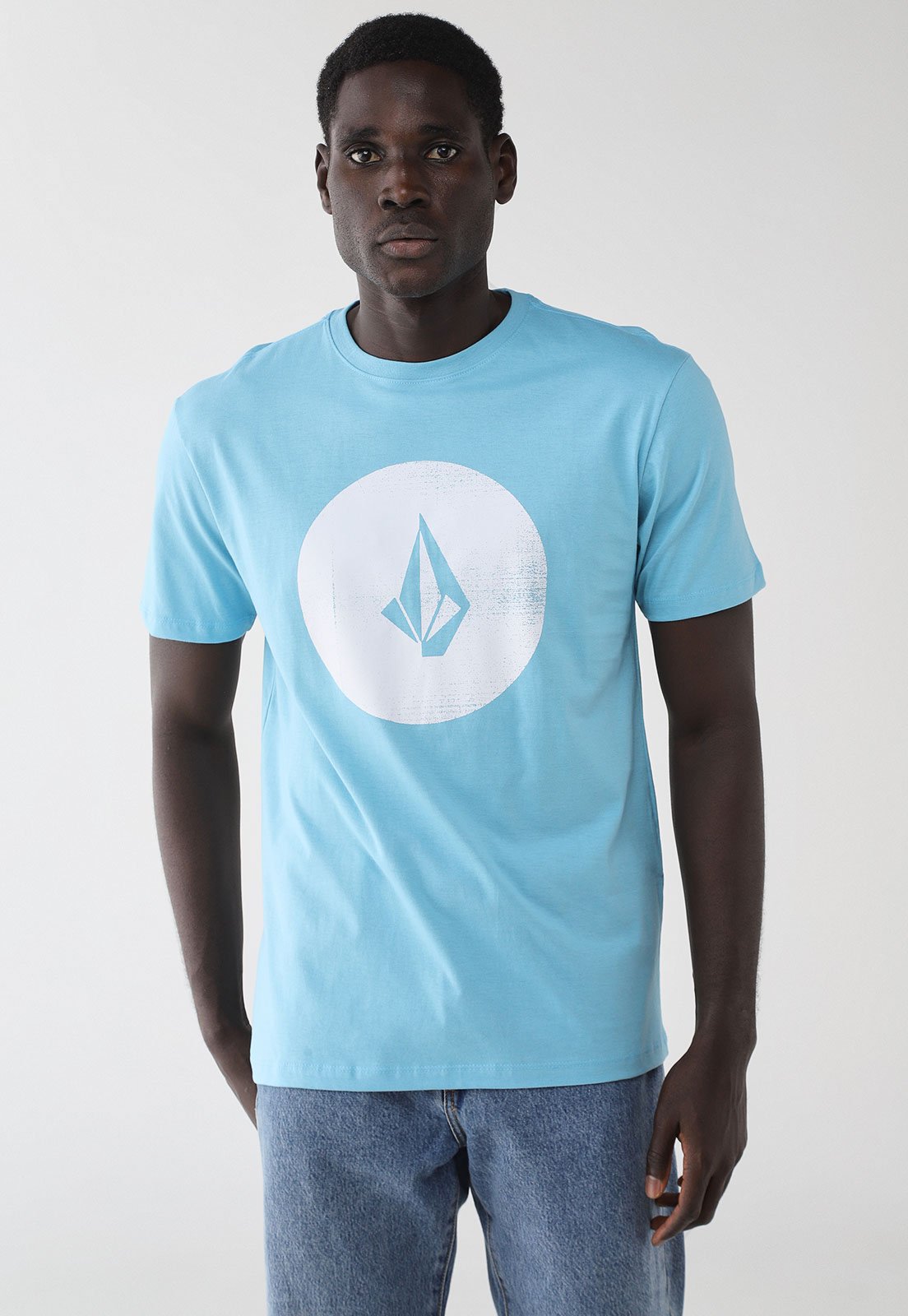 Camiseta Masculina Volcom Logo Silk Azul