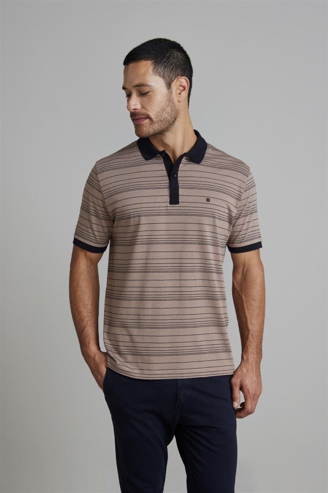 HIGHSTIL Camisa Polo Malha Comfort - Preto / Vinho Escuro