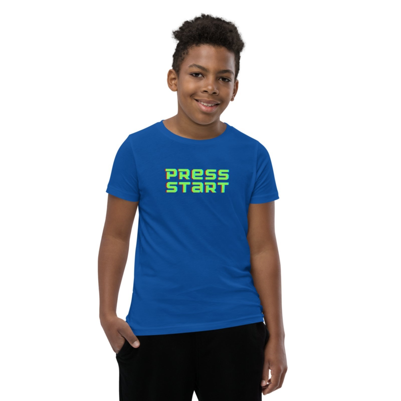 Infantil - Camiseta Blusa Manga Curta Urbania Algodão azul bic estampa press start