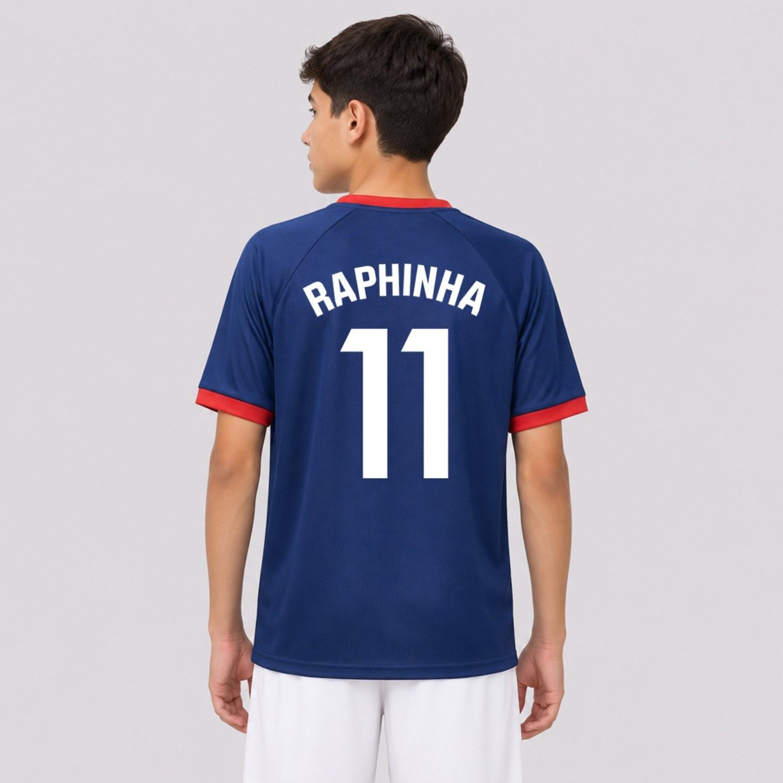 Camisa Barcelona Rivales Juvenil Marinho 11 Raphinha