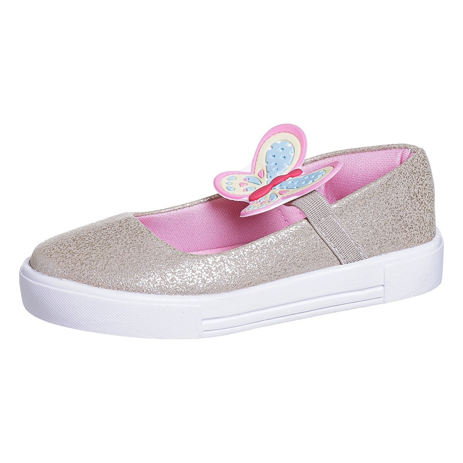 Infantil - Sapatilha menina, sapatilha calce fácil com enfeite de borboleta, ideal para escola, festas, passeios