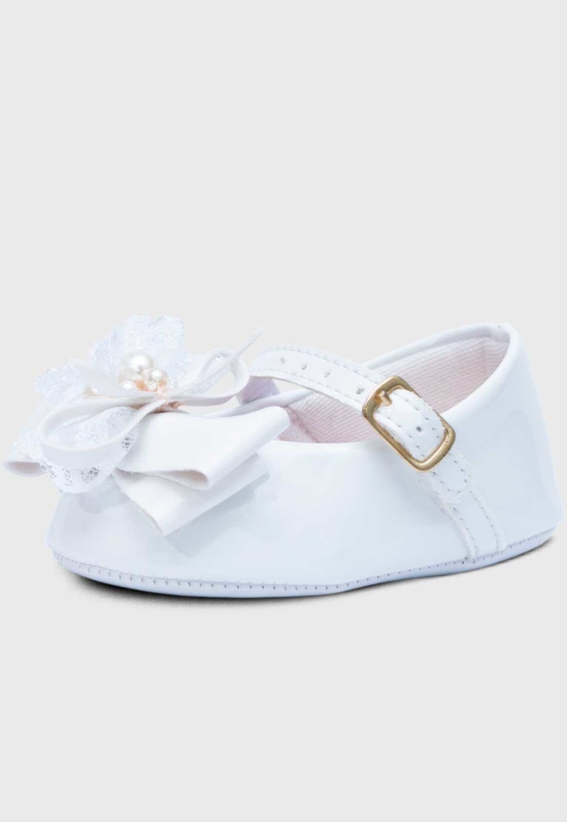 Infantil – Sapatilha Pópidi Menina Pérola Renda Branco
