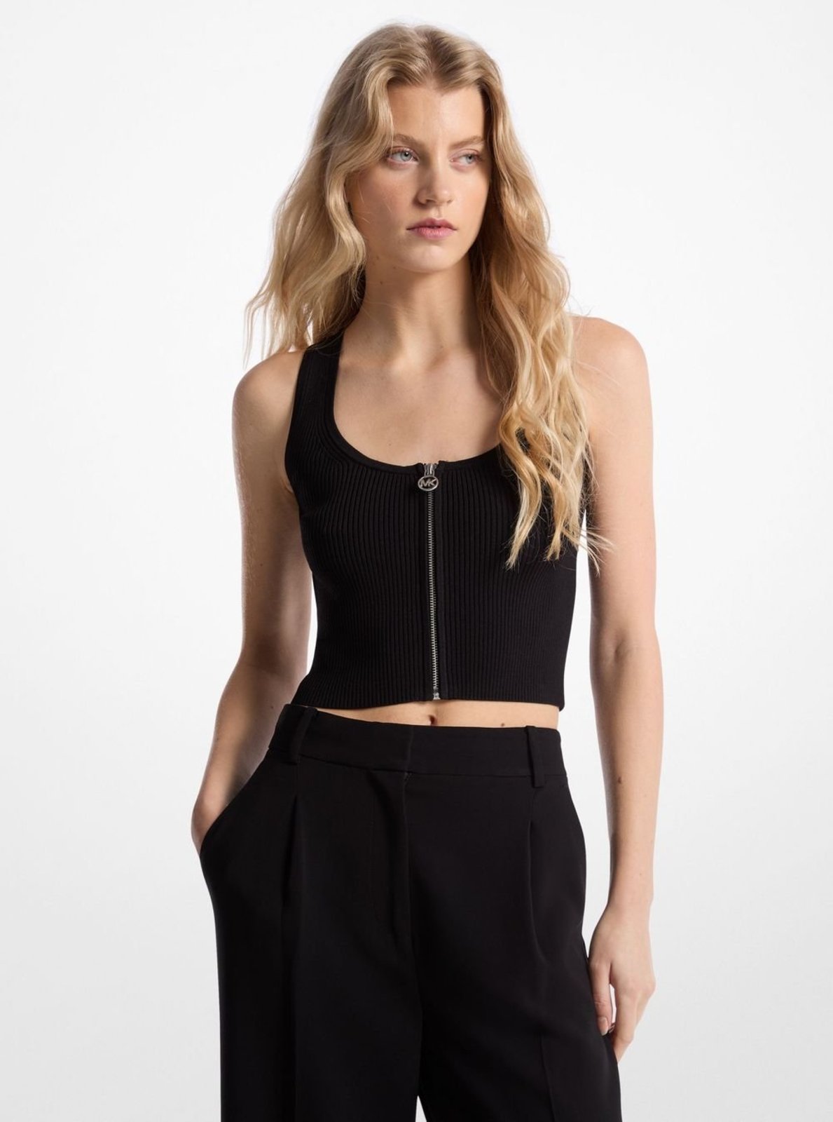 Vista 2 Top De Viscose Com Zìper Jr5613e5zv001 Michael Kors branco Michael Kors branco