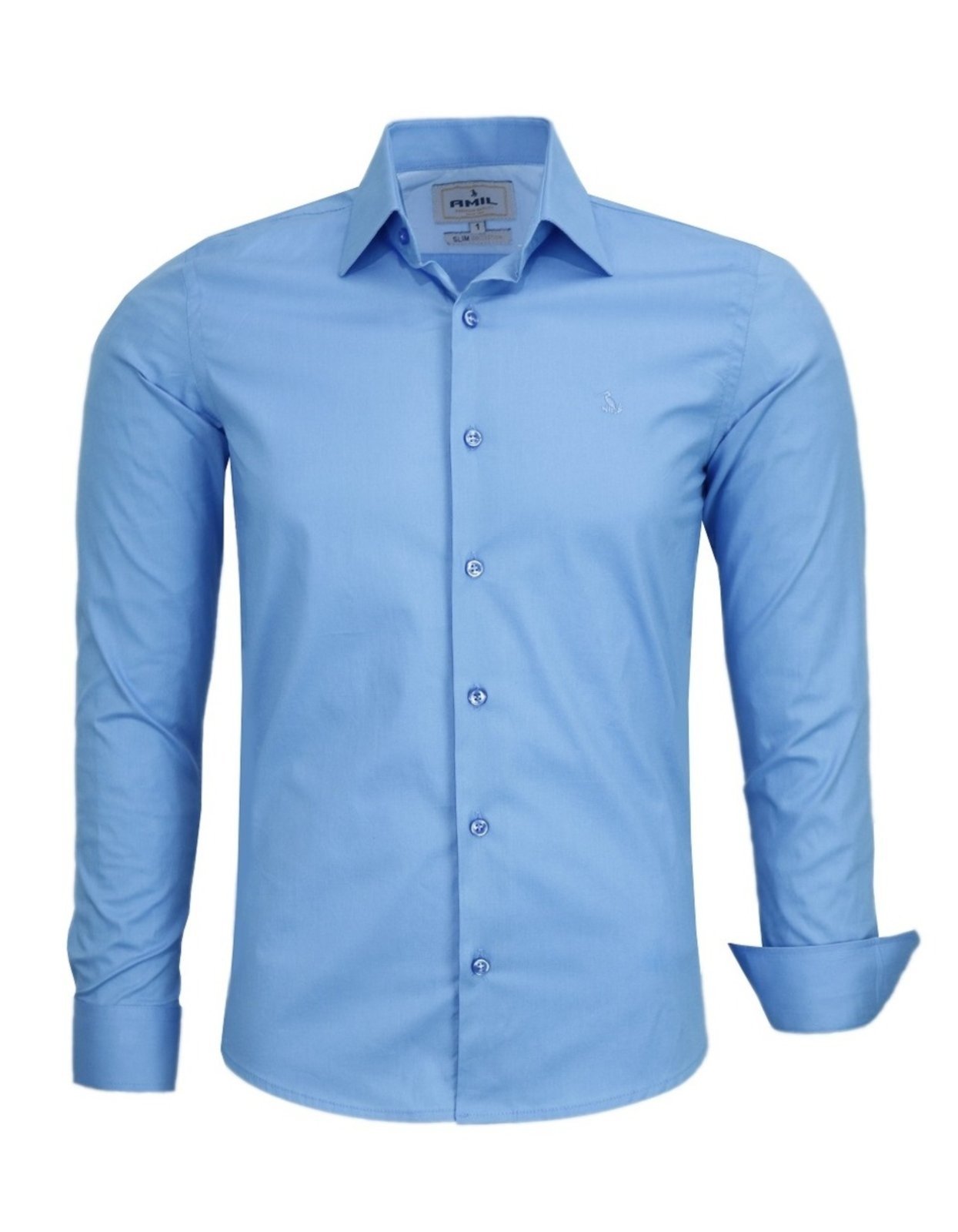 Camisa Social Amil Lavender Slim Algodão Com Elastano Linha Premium Luxo Azul