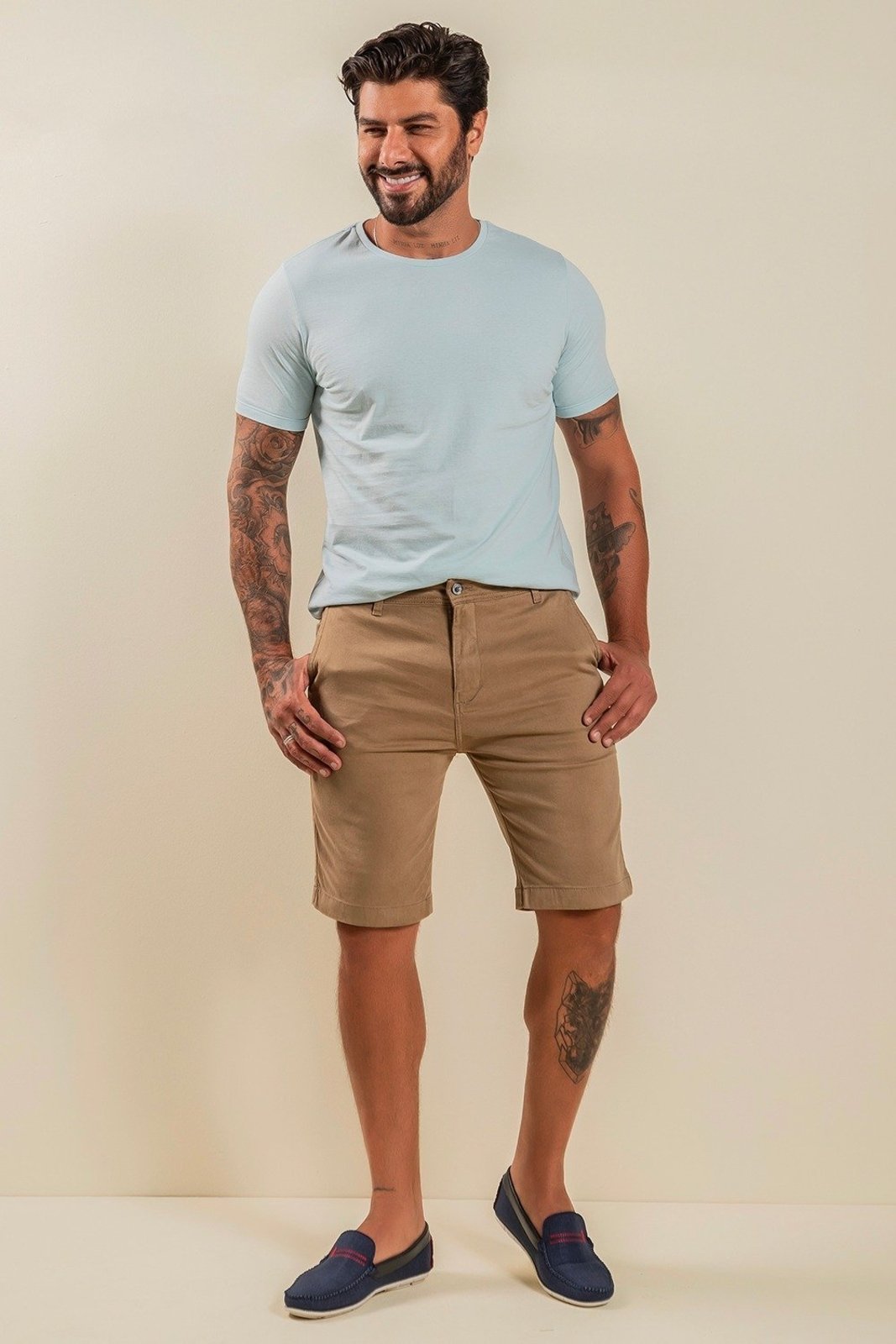 Bermuda Masculina Sarja Sport Fino Alfaiataria Reta Casual