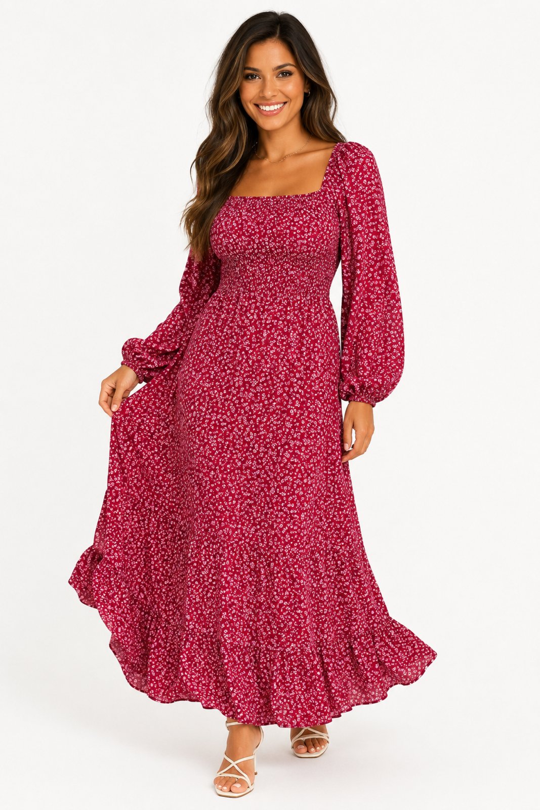 Vestido Midi D Bell Outlet Fashion Floral Rosa