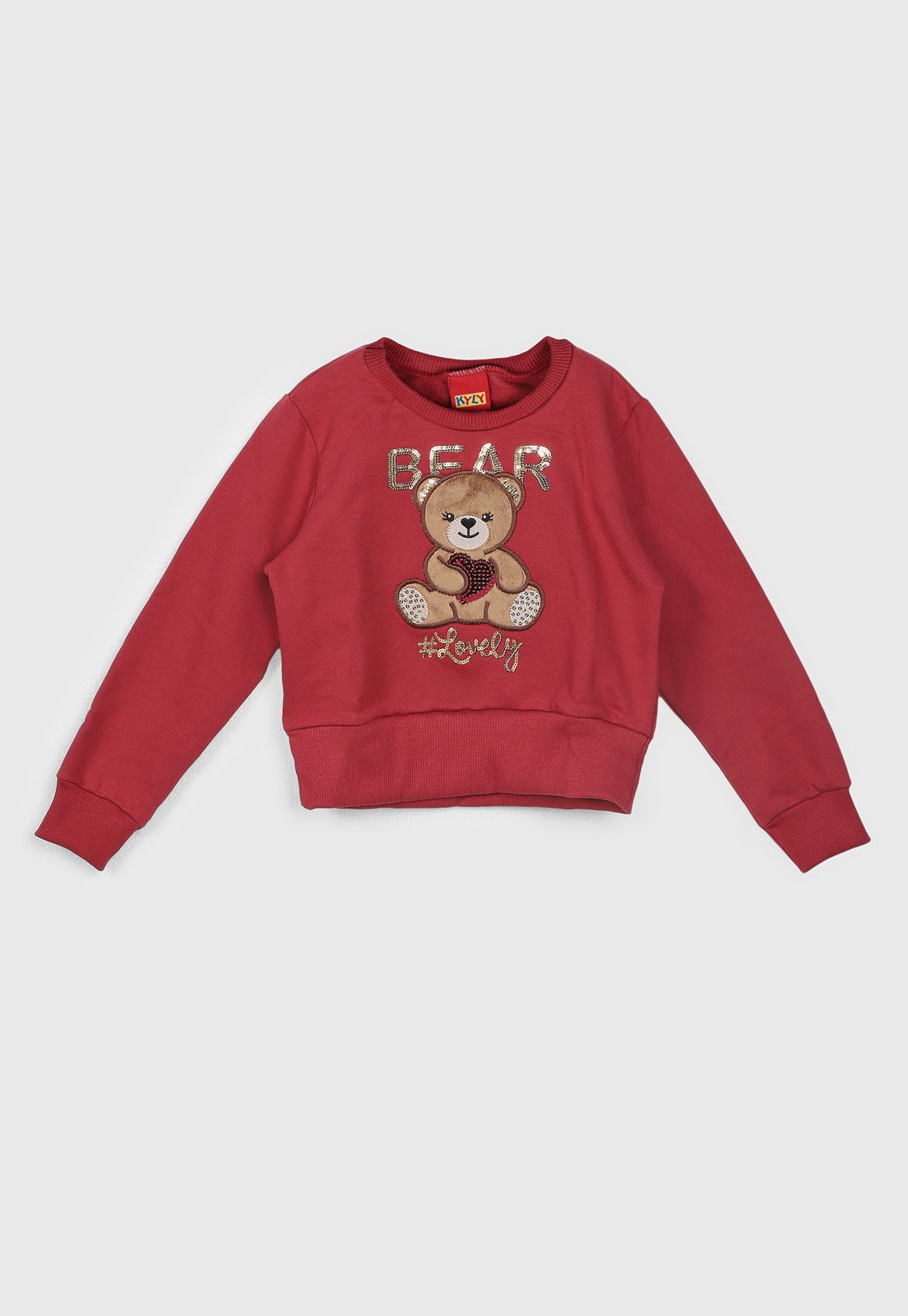 Infantil - Blusa de Moletom Kyly Urso Vermelha
