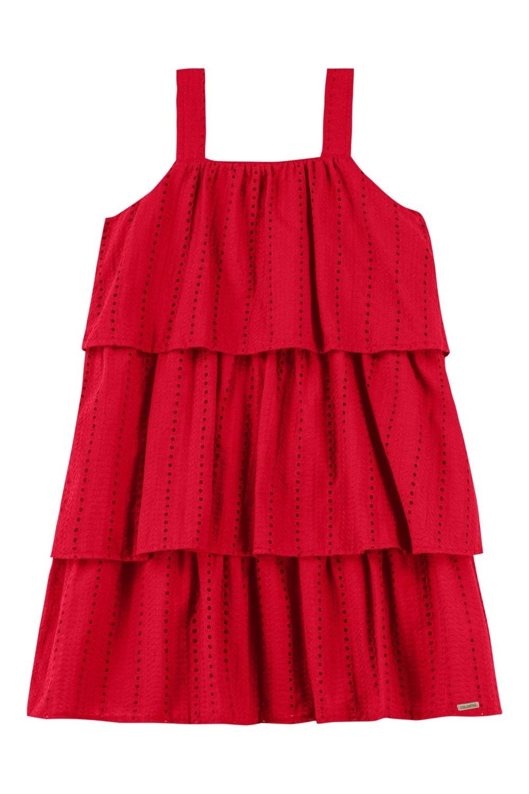 Infantil - Vestido Menina Babados Bordado Colorittá Vermelho