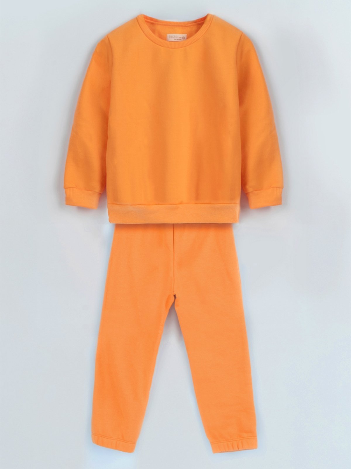 Vista 3 Infantil - Conjunto Bugbee Menina Liso Blusa Manga Comprida Gola Redonda Calça Moletom Felpado Tangerina laranja Bugbee laranja