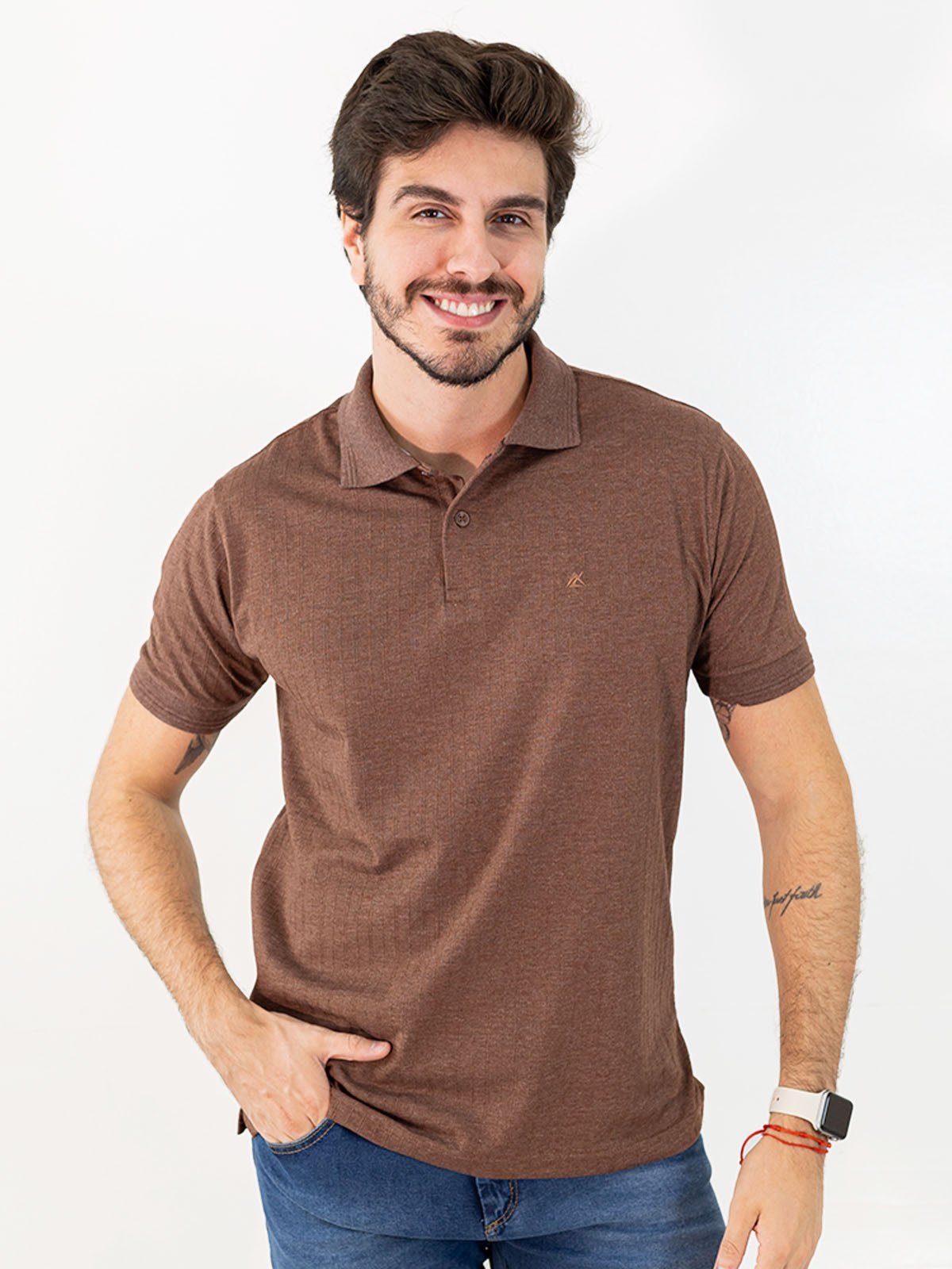 Camisa Polo Tradicional Algodão Textura Quadriculada Anticorpus