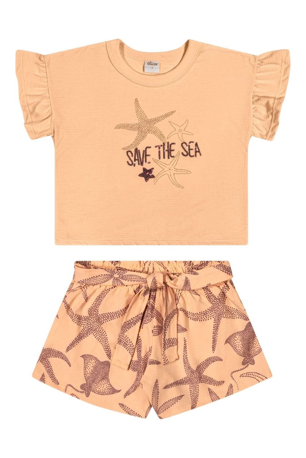 Infantil - Conjunto Menina Bordado Lantejoula Elian Laranja