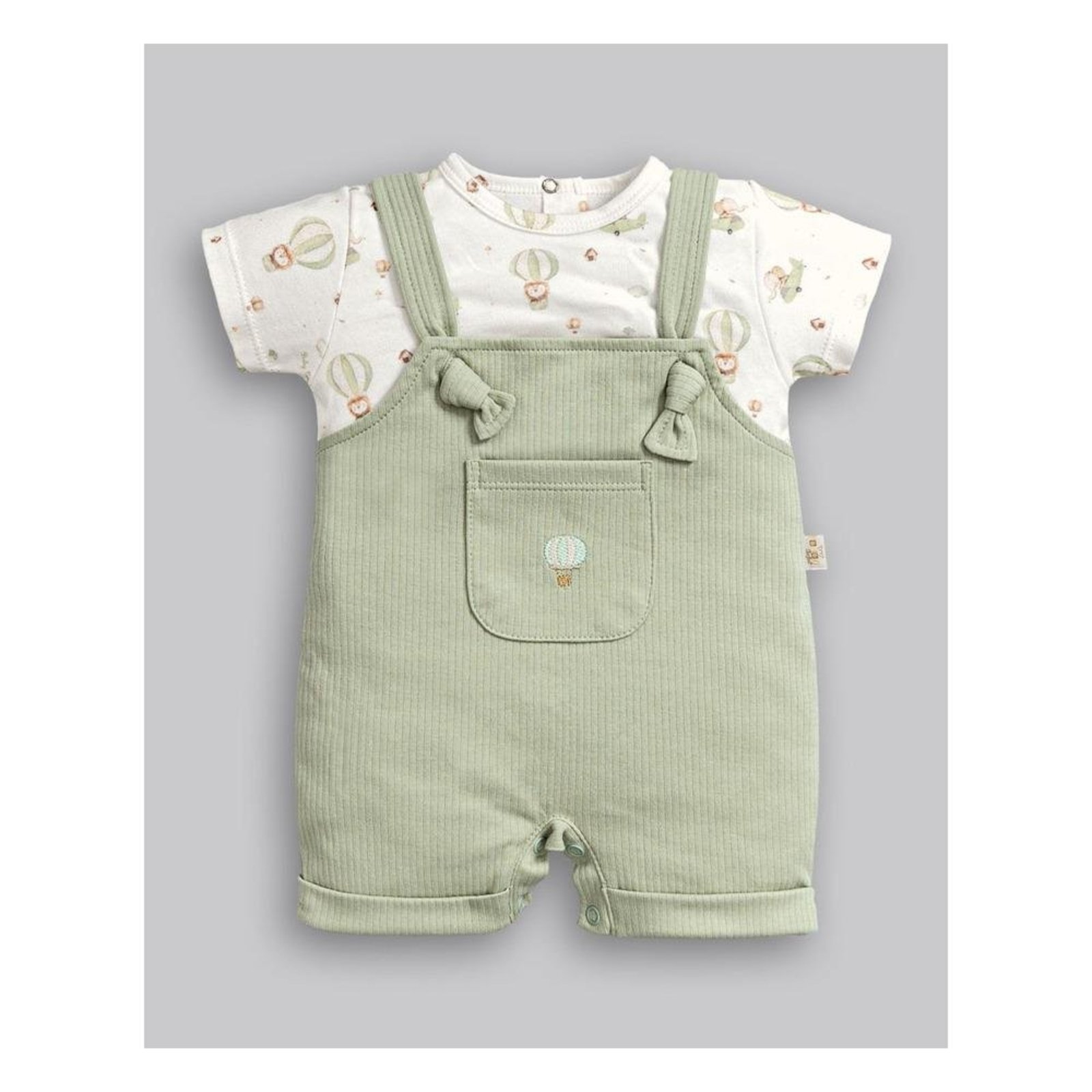 Infantil - Jardineira Canelada Estampada Anjos Baby Verde/Branco G Verde