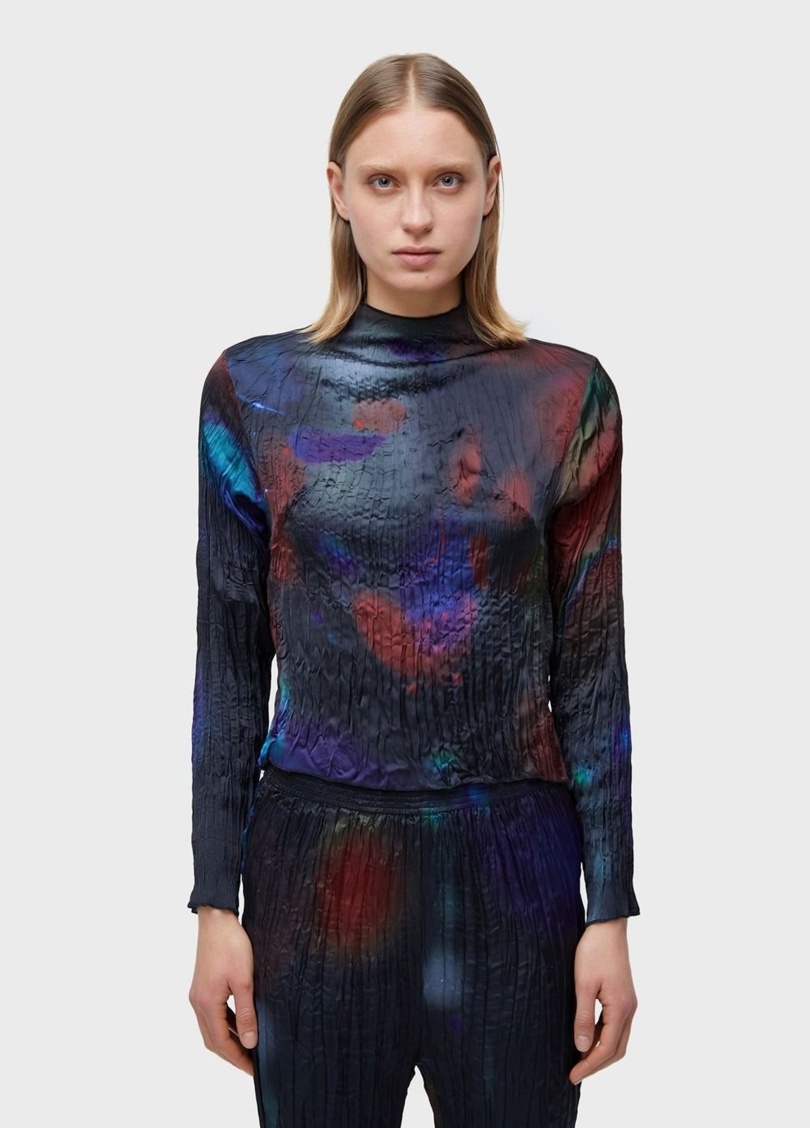 Blusa wrinkled satin rose blur double OSKLEN