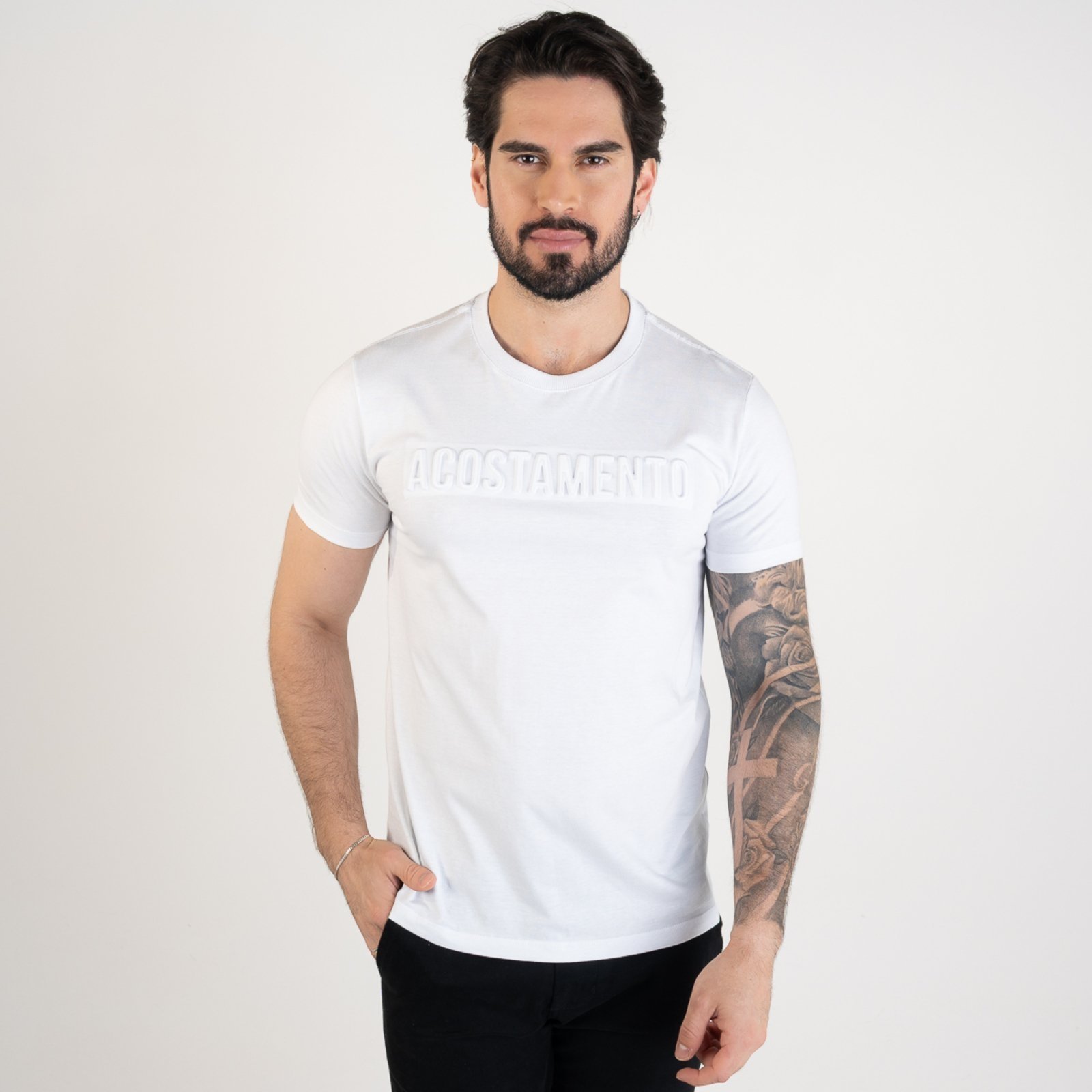 Camiseta Acostamento Embossed Branca