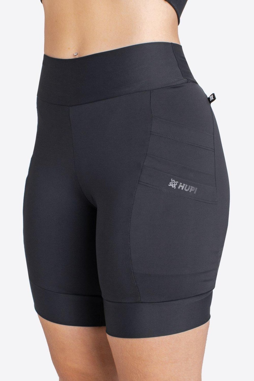 Bermuda Compressão Feminina HUPI Run Longa Canguru Preto
