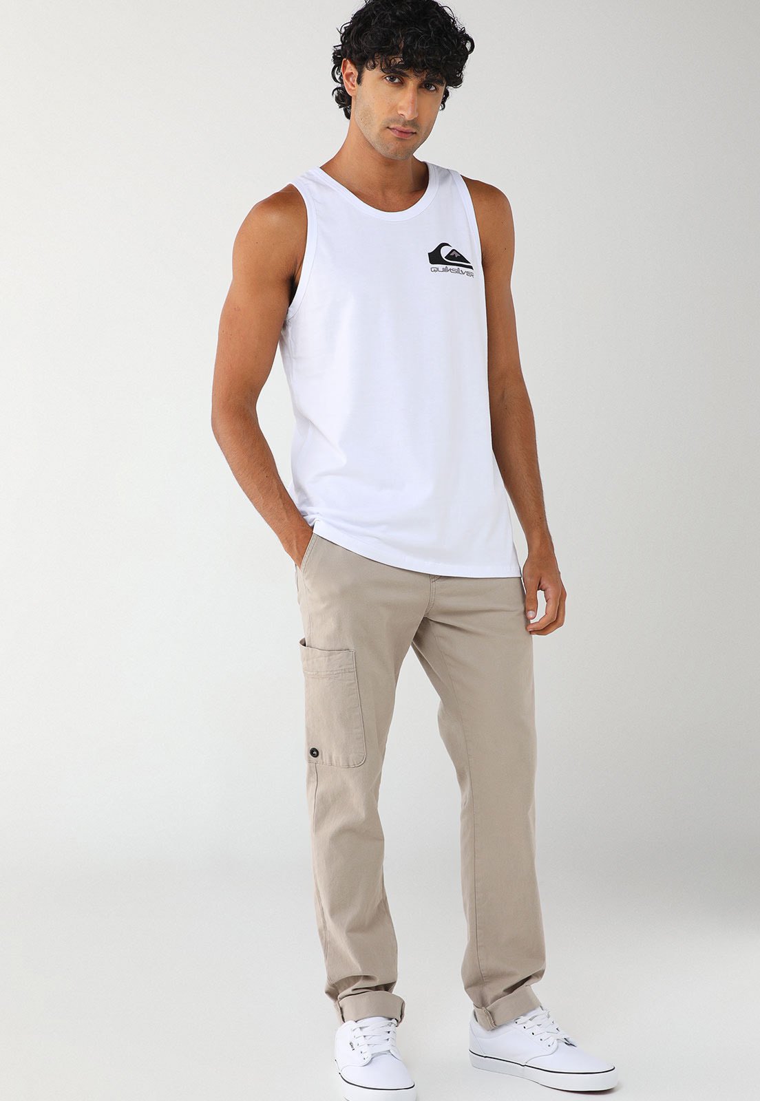 Regata Masculina Quiksilver Omni Logo Branca