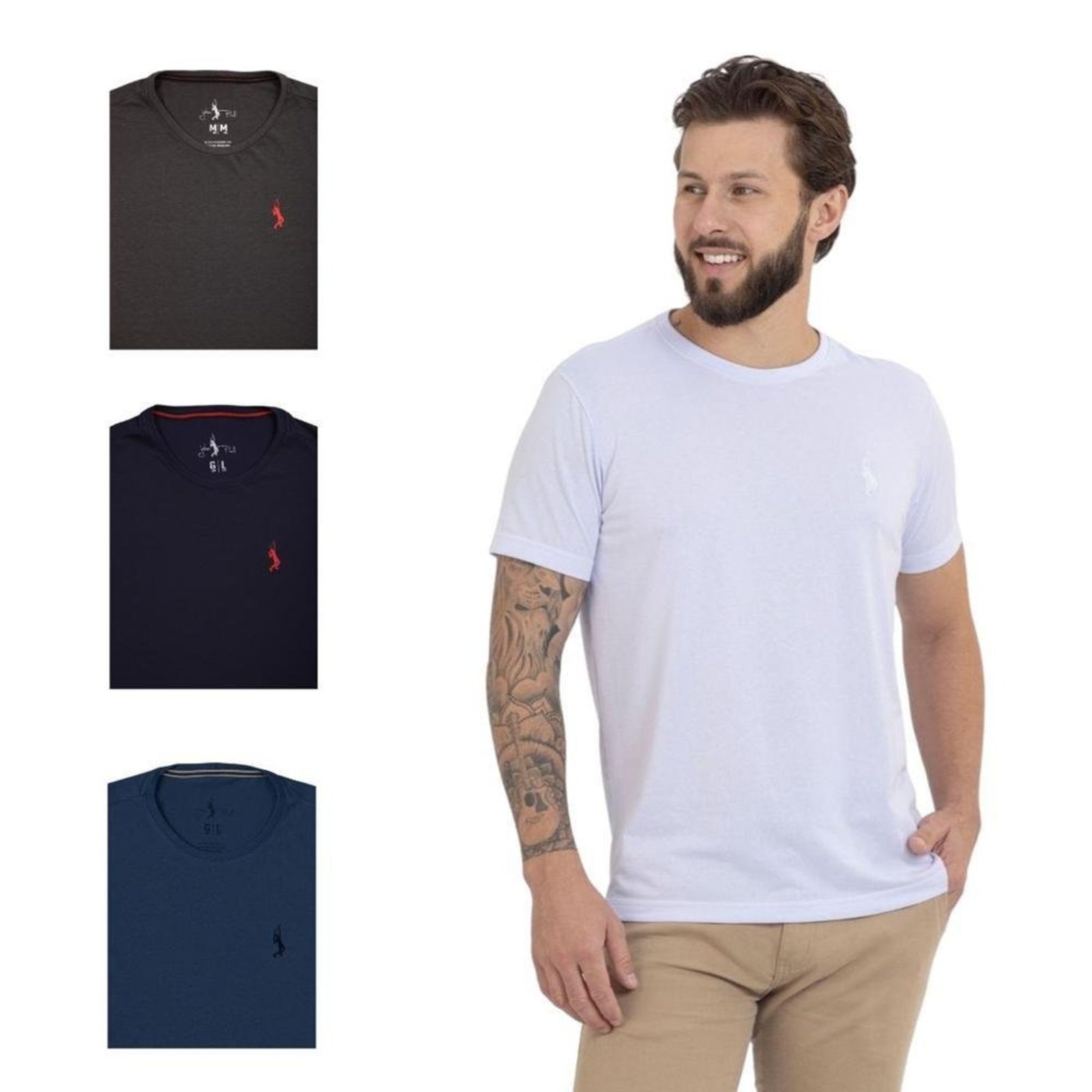 Kit 4 Camiseta Básica Casual Masculina Confortável em Malha Leve