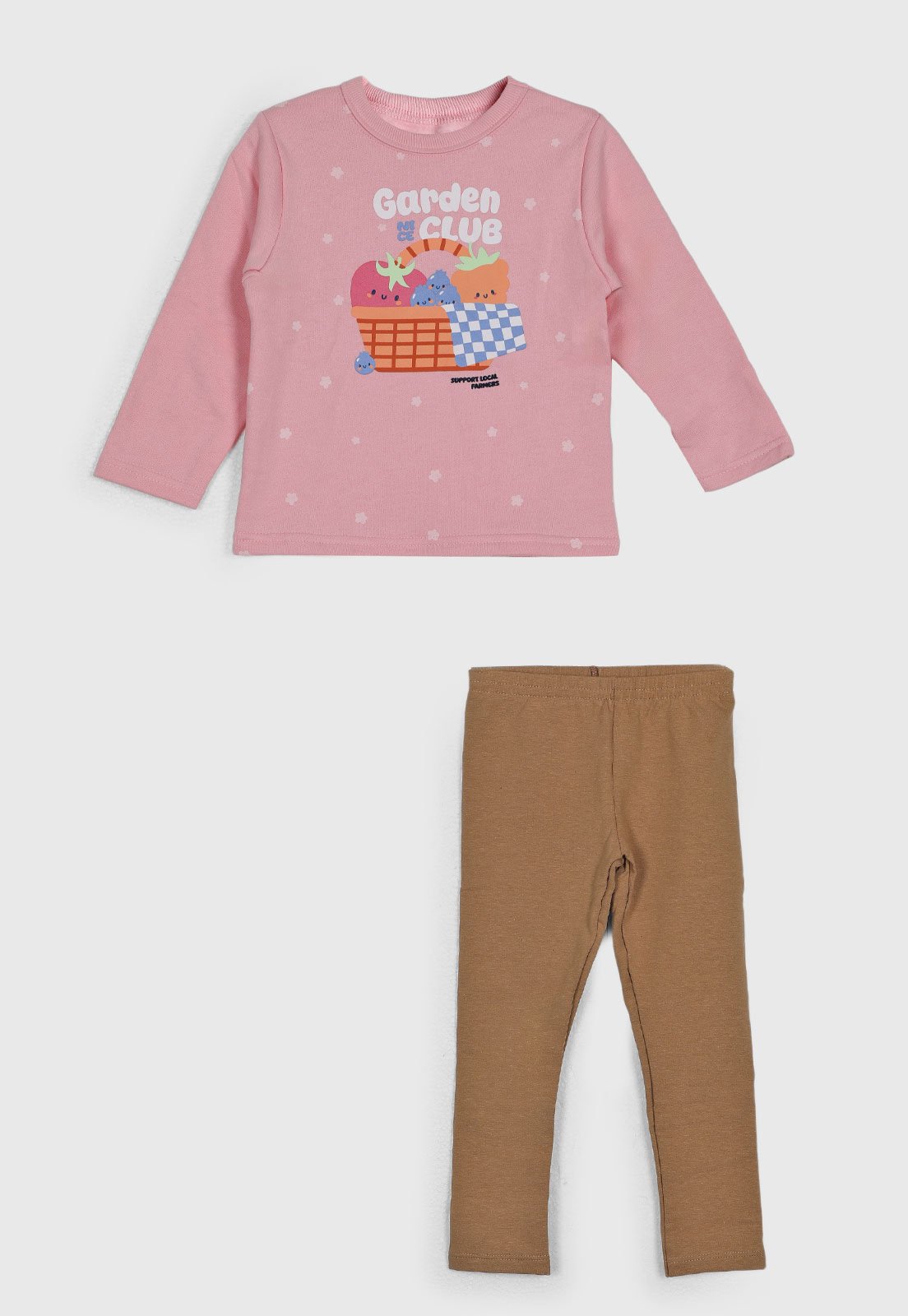 Conjunto Brandili Blusa Estampada e Calça Rosa