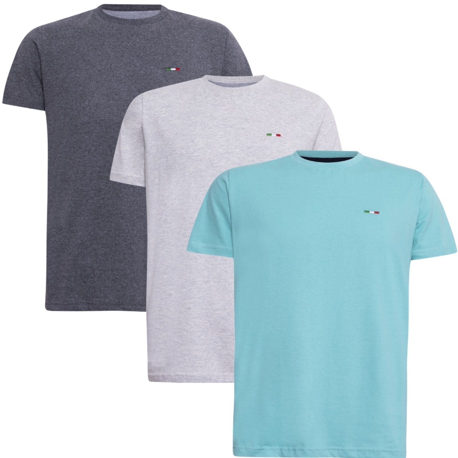 Kit 3 Peças Camisetas Básicas Masculina Industrie em Algodão Premium no Estilo Tommy Bordado Itália